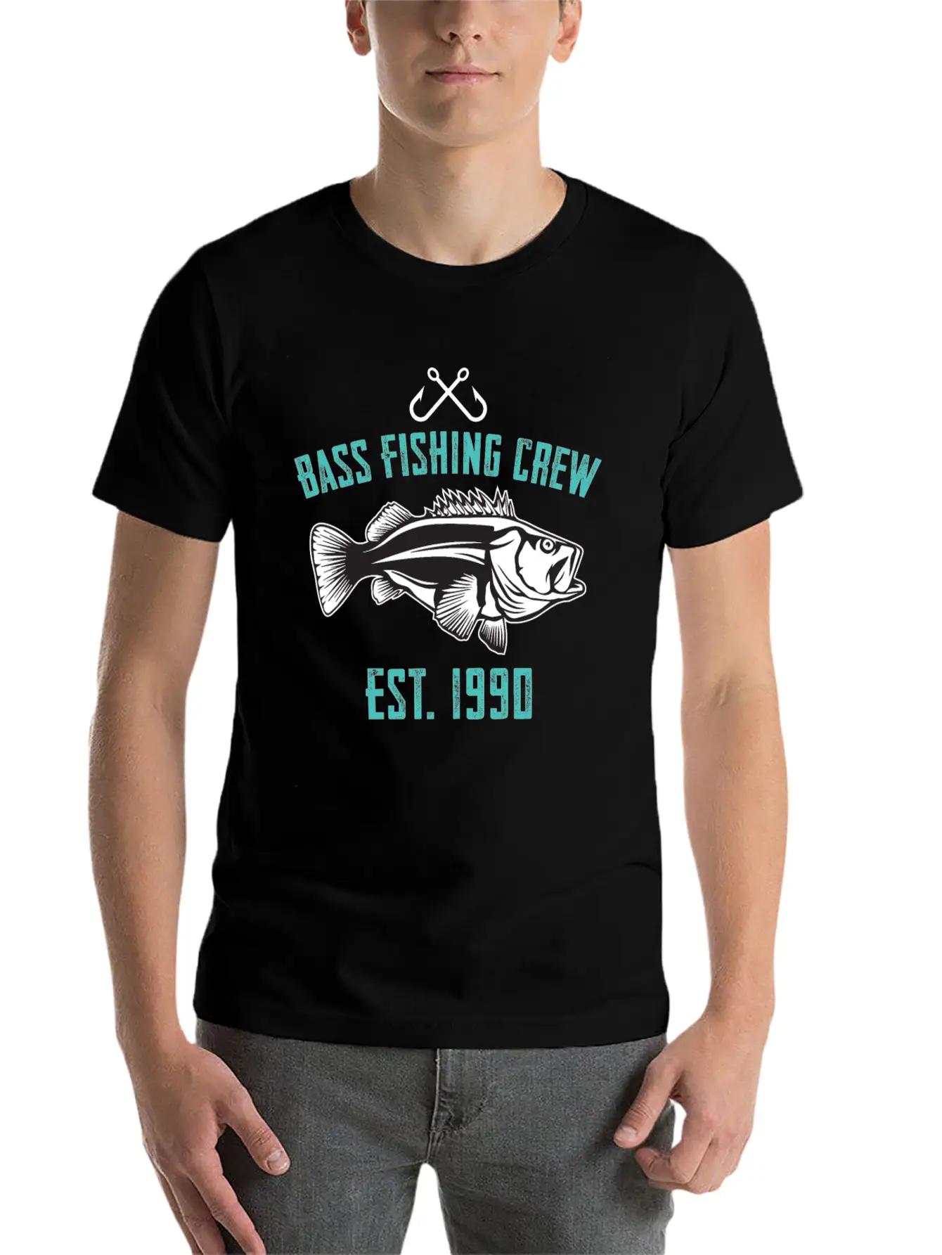 Bass Fishing Crew 1990 Lightweight Cotton T-Shirt – Daily Comfort Graphic Shirt