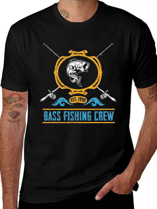 Bass Fishing Crew Lightweight Cotton T-Shirt – Daily Comfort Graphic Shirt
