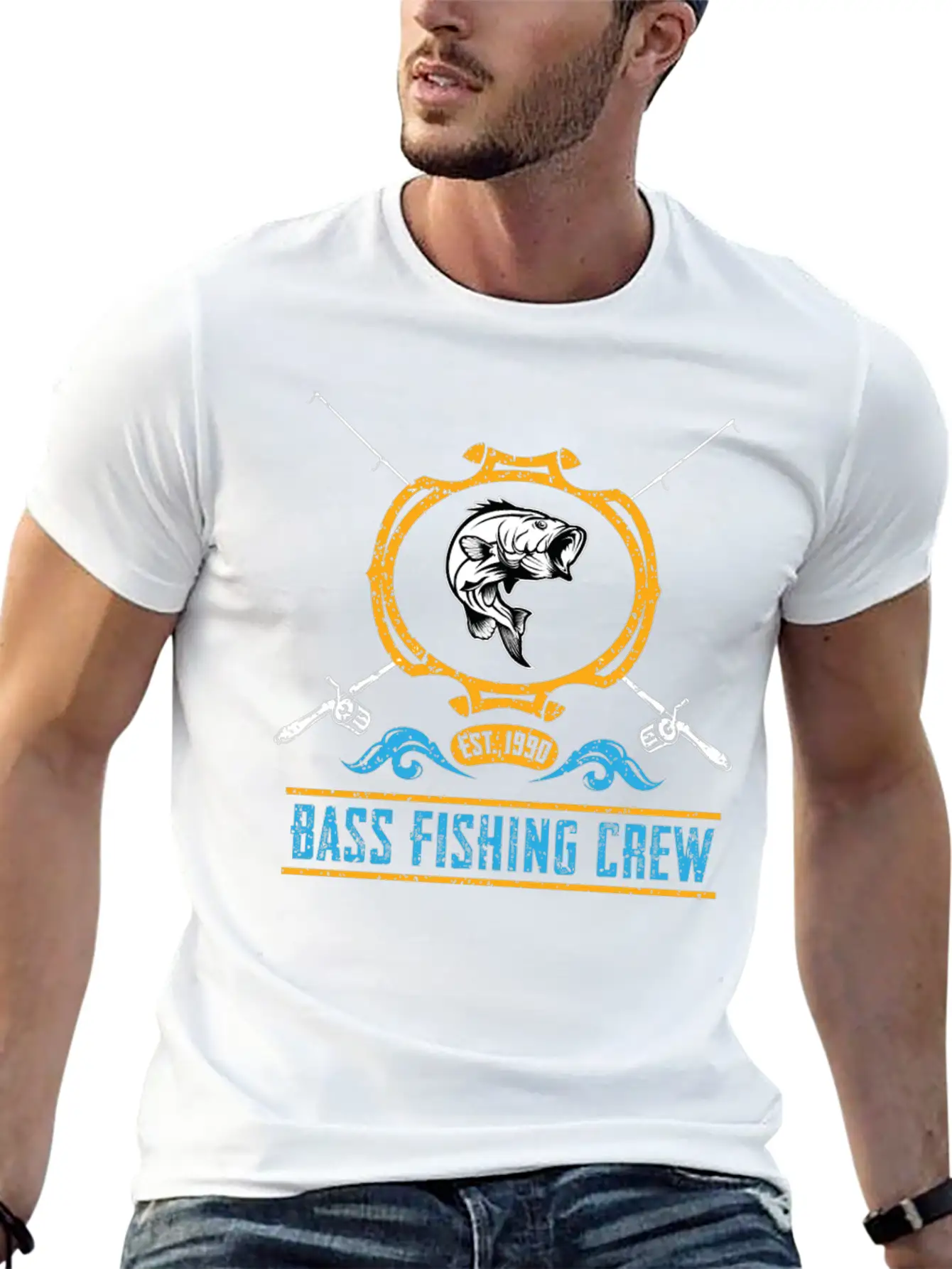 Bass Fishing Crew Lightweight Cotton T-Shirt – Daily Comfort Graphic Shirt