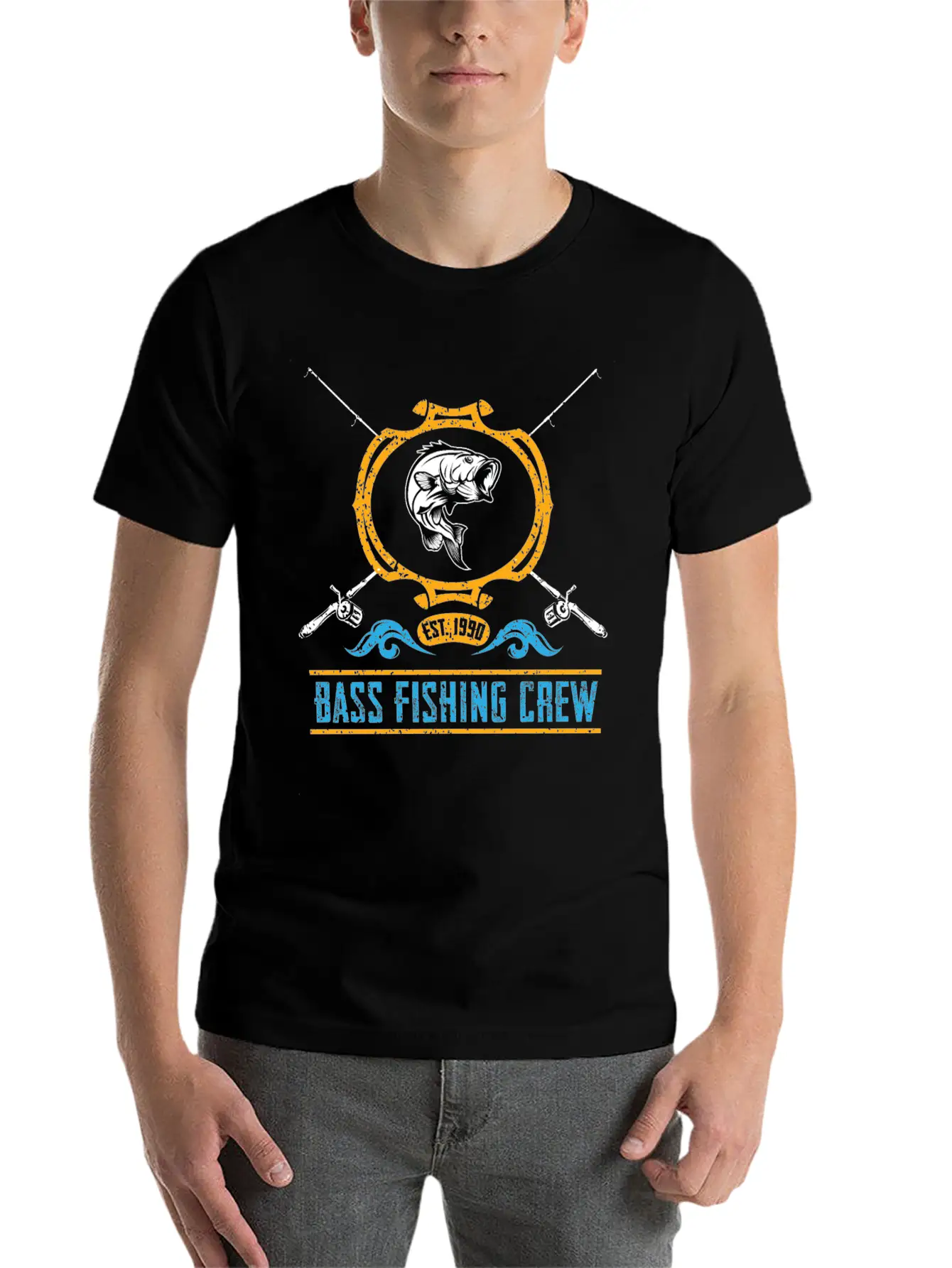 Bass Fishing Crew Lightweight Cotton T-Shirt – Daily Comfort Graphic Shirt