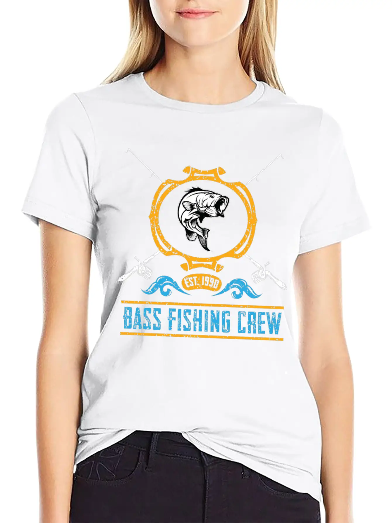 Bass Fishing Crew Lightweight Cotton T-Shirt – Daily Comfort Graphic Shirt