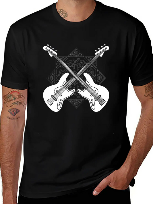 Bass Guitar Bassist Pattern Essential Cotton Tee For Daily Outfits – Unisex Style