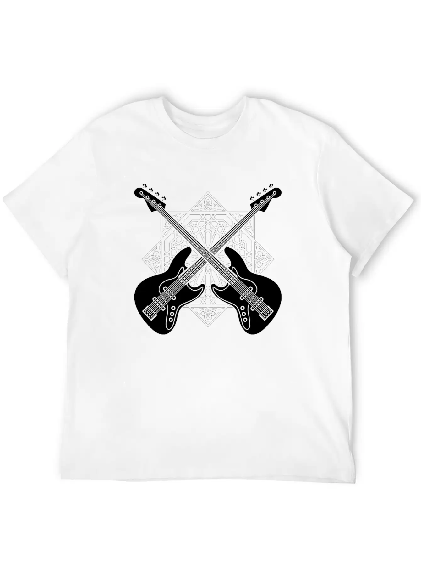 Bass Guitar Bassist Pattern Essential Cotton Tee For Daily Outfits – Unisex Style