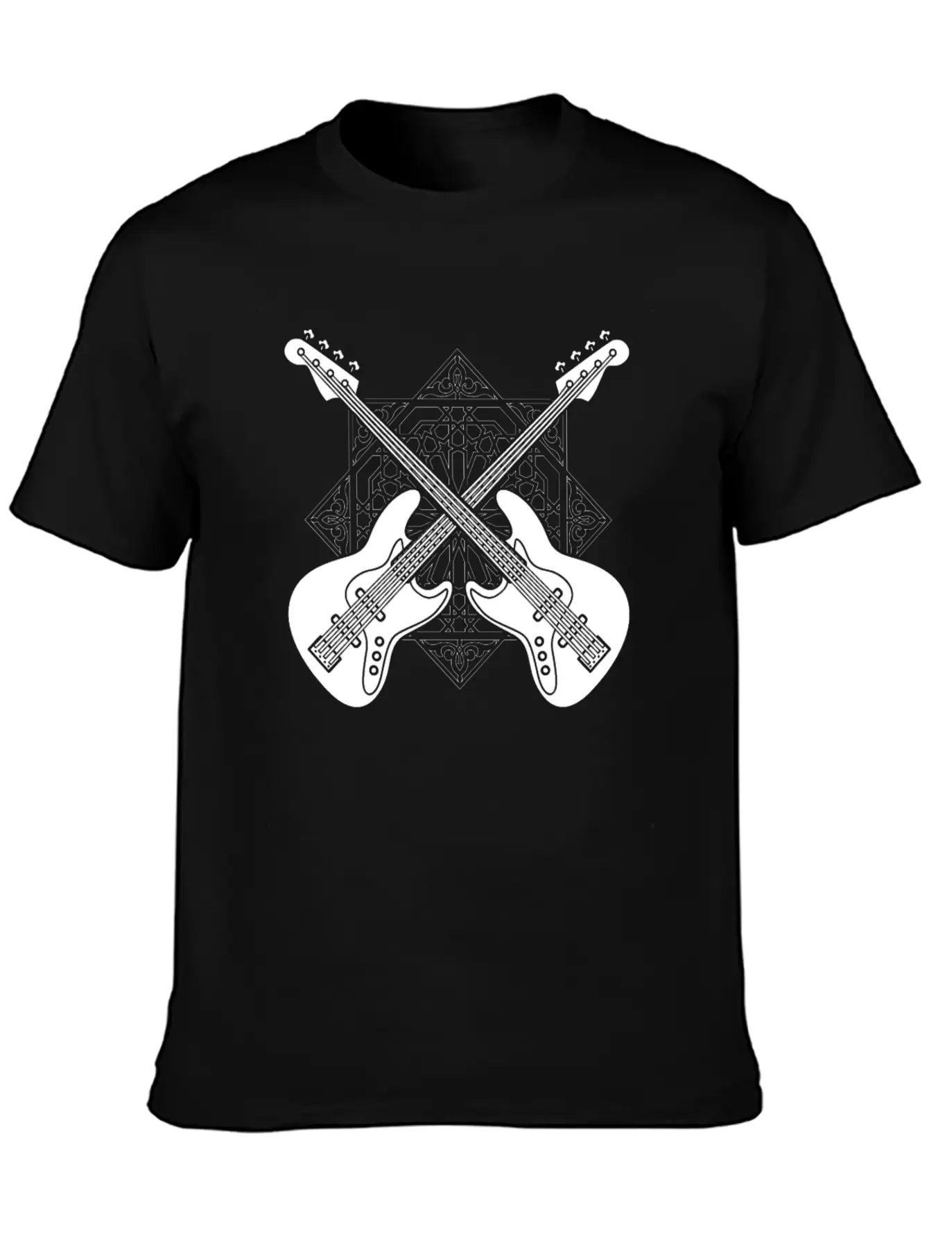 Bass Guitar Bassist Pattern Essential Cotton Tee For Daily Outfits – Unisex Style