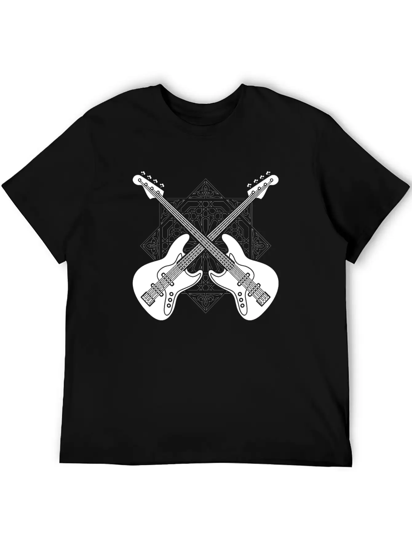 Bass Guitar Bassist Pattern Essential Cotton Tee For Daily Outfits – Unisex Style