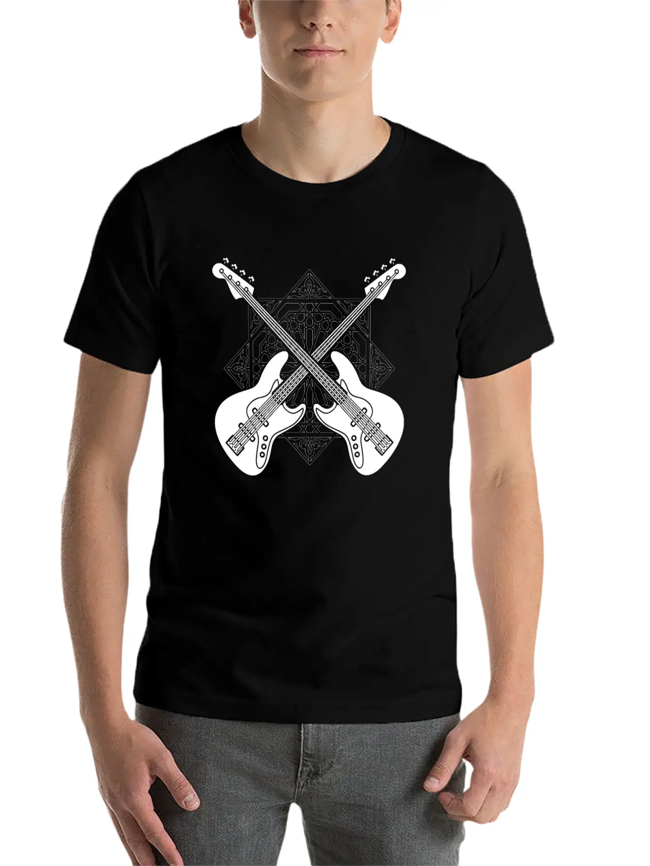 Bass Guitar Bassist Pattern Essential Cotton Tee For Daily Outfits – Unisex Style