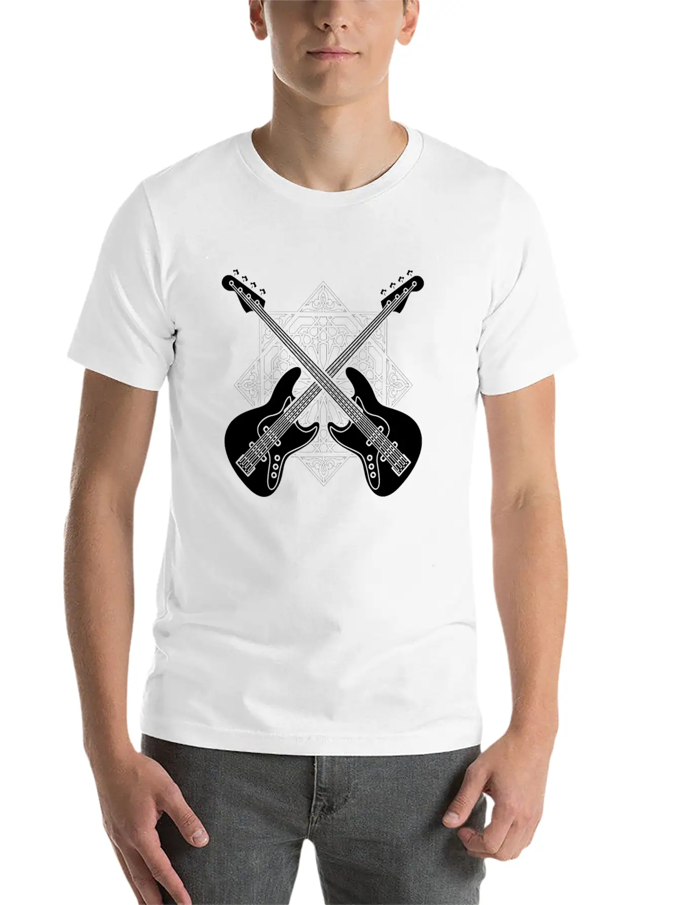 Bass Guitar Bassist Pattern Essential Cotton Tee For Daily Outfits – Unisex Style