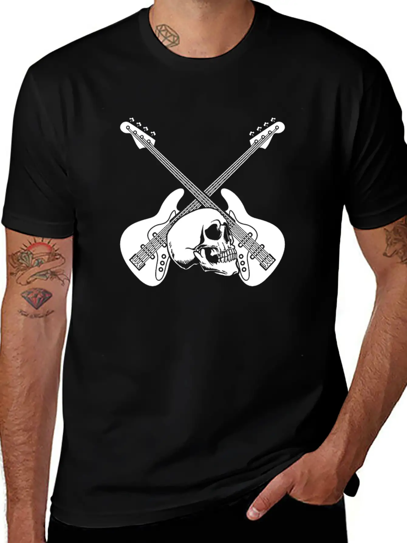 Bass Guitar Bassist Skull Lightweight Cotton T-Shirt – Daily Comfort Graphic Shirt