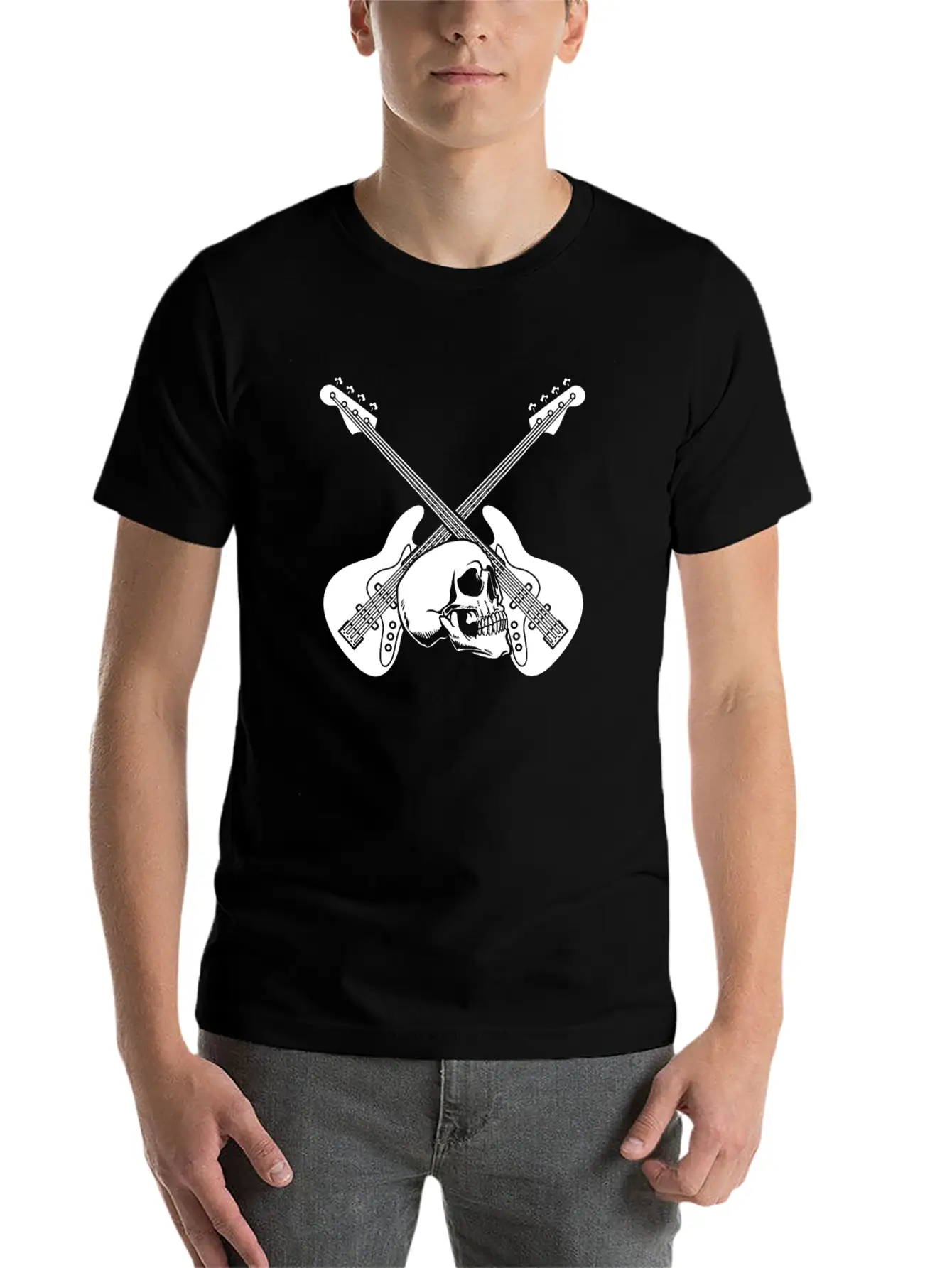 Bass Guitar Bassist Skull Lightweight Cotton T-Shirt – Daily Comfort Graphic Shirt