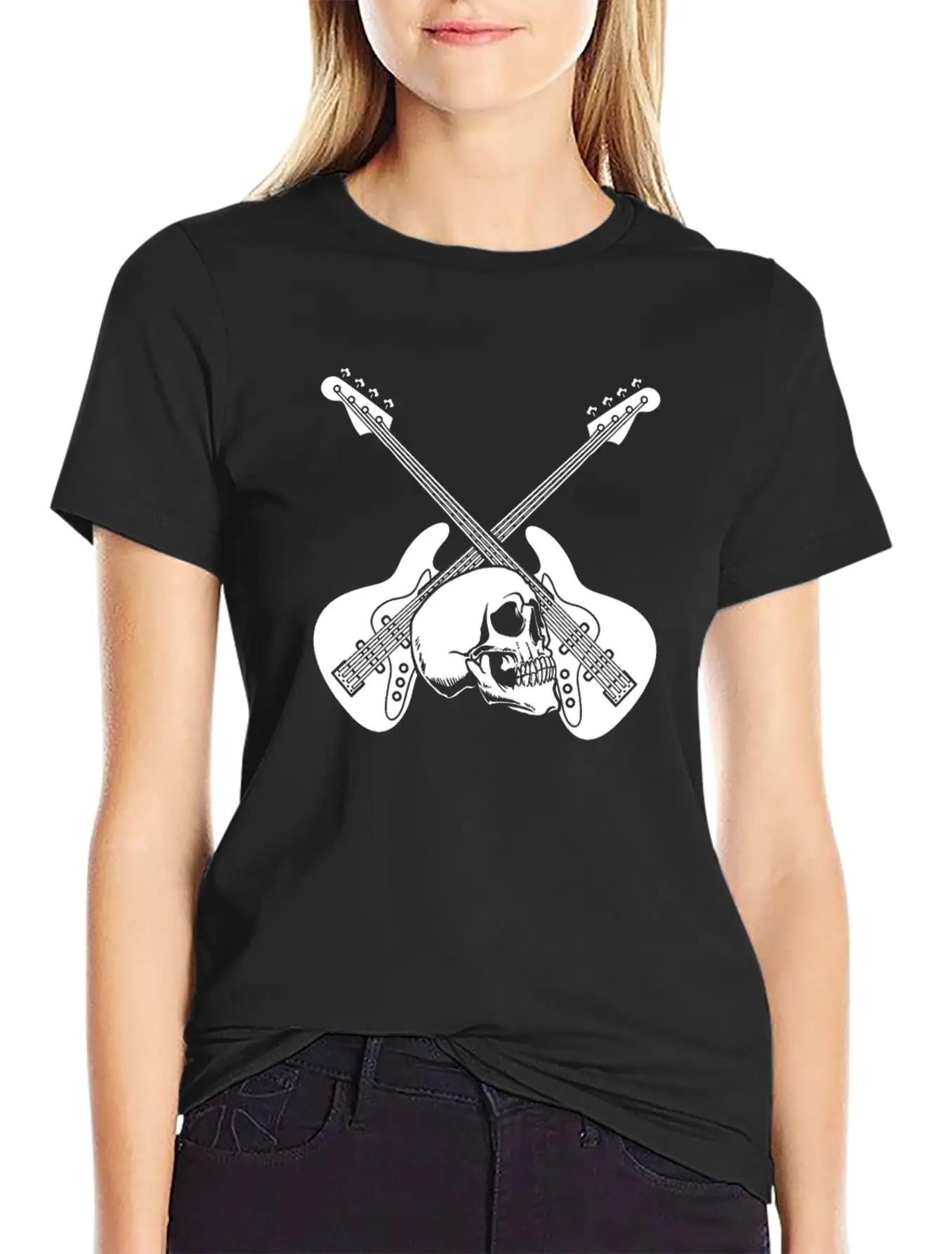 Bass Guitar Bassist Skull Lightweight Cotton T-Shirt – Daily Comfort Graphic Shirt