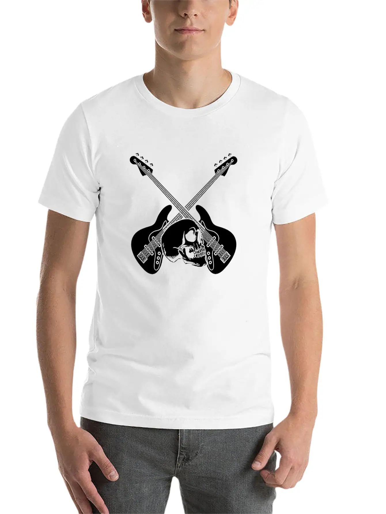 Bass Guitar Bassist Skull Lightweight Cotton T-Shirt – Daily Comfort Graphic Shirt