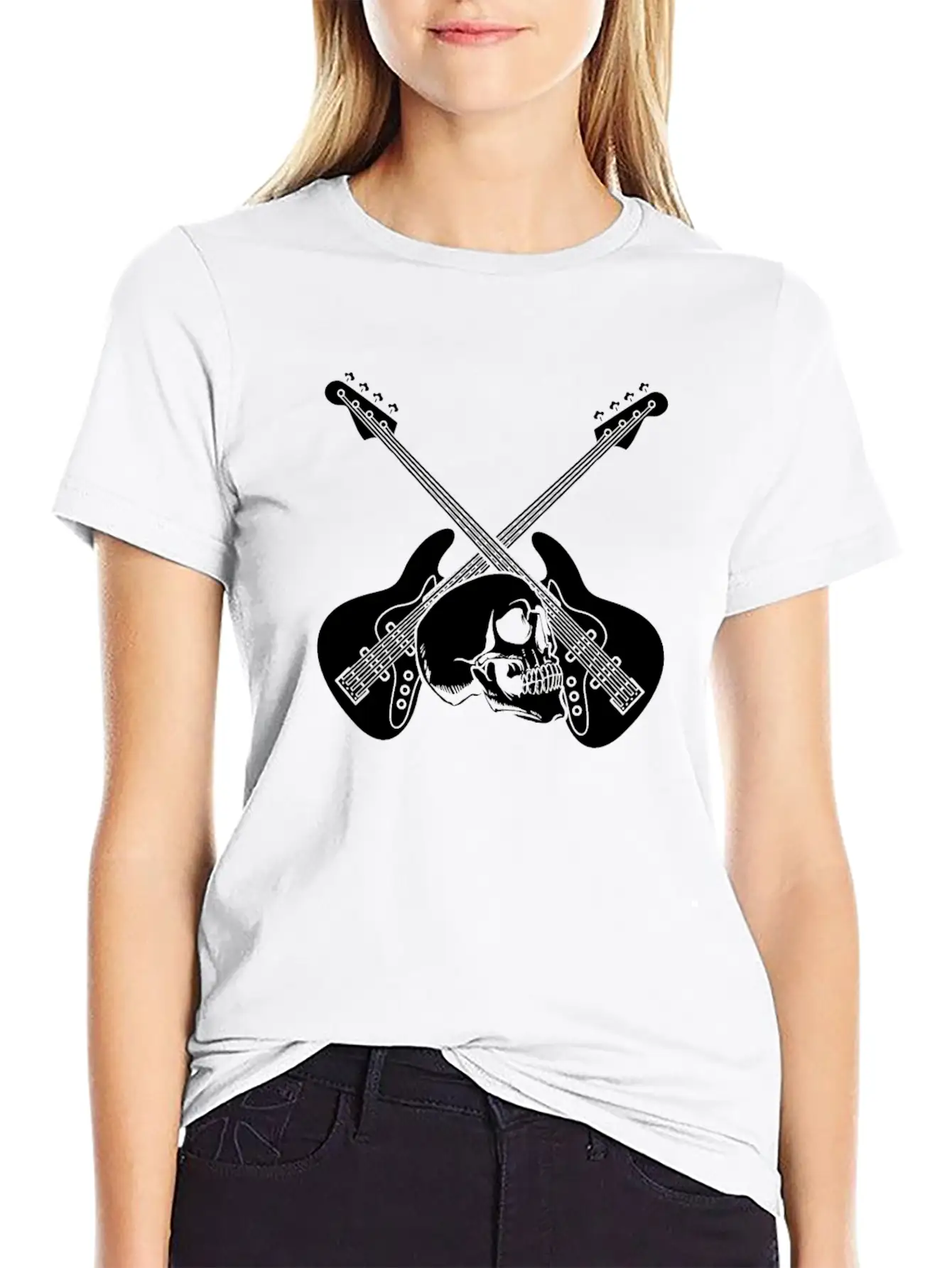 Bass Guitar Bassist Skull Lightweight Cotton T-Shirt – Daily Comfort Graphic Shirt
