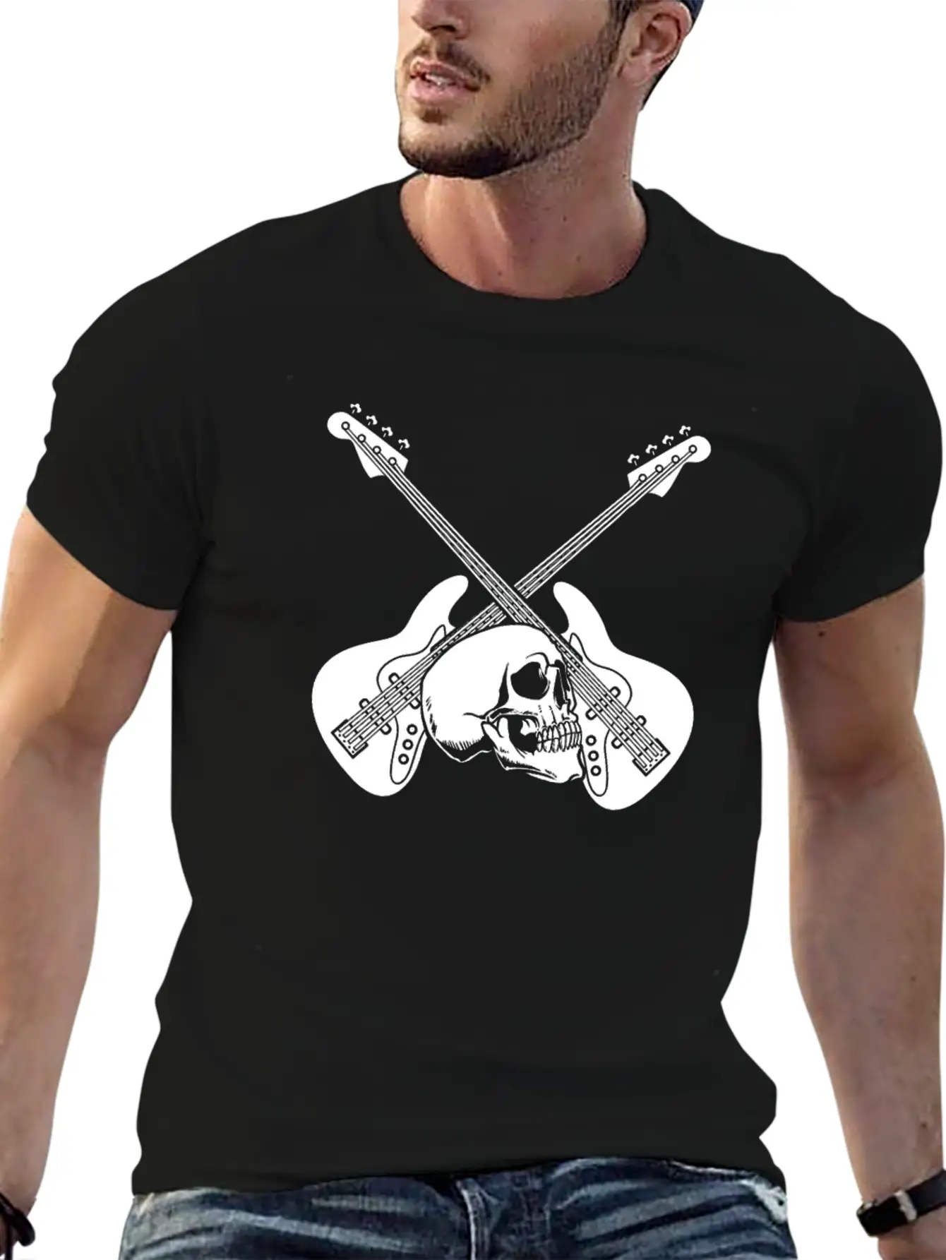 Bass Guitar Bassist Skull Lightweight Cotton T-Shirt – Daily Comfort Graphic Shirt