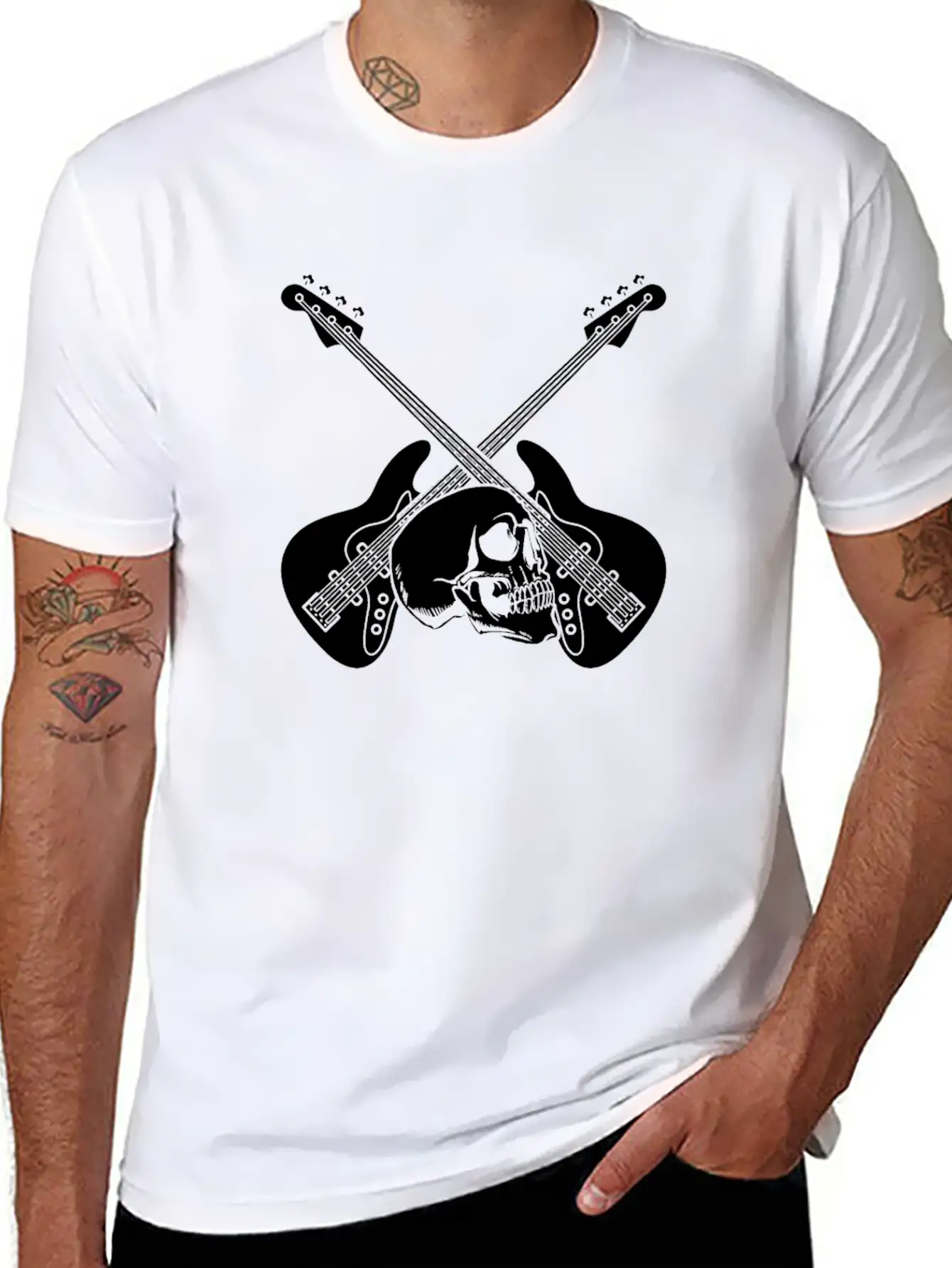 Bass Guitar Bassist Skull Lightweight Cotton T-Shirt – Daily Comfort Graphic Shirt