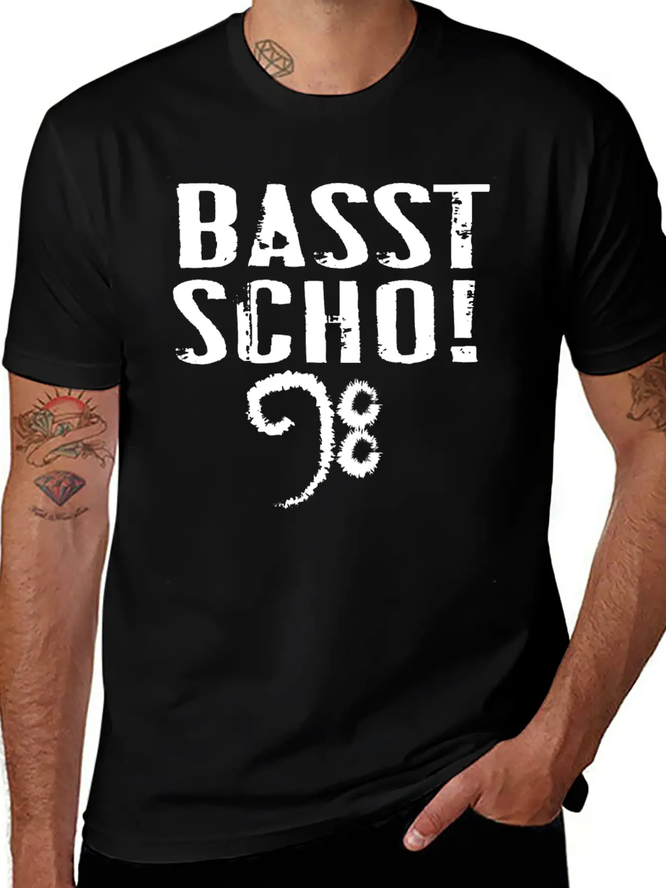 Basst Scho Guitar Gift Music Rock Lightweight Cotton T-Shirt – Daily Comfort Graphic Shirt