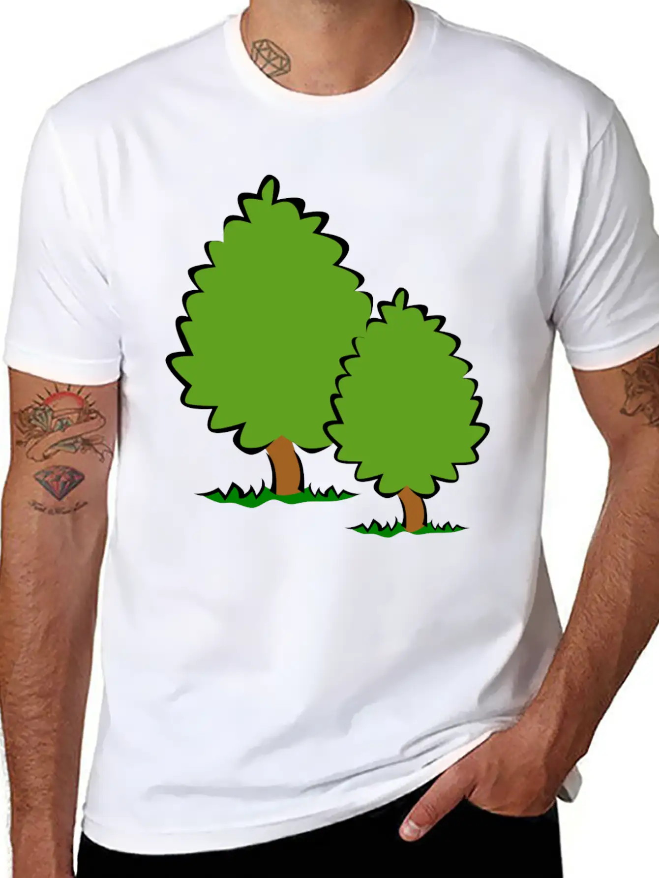 Baum Tree Baumstamm Wald Forest Woods75 Lightweight Cotton T-Shirt – Daily Comfort Graphic Shirt