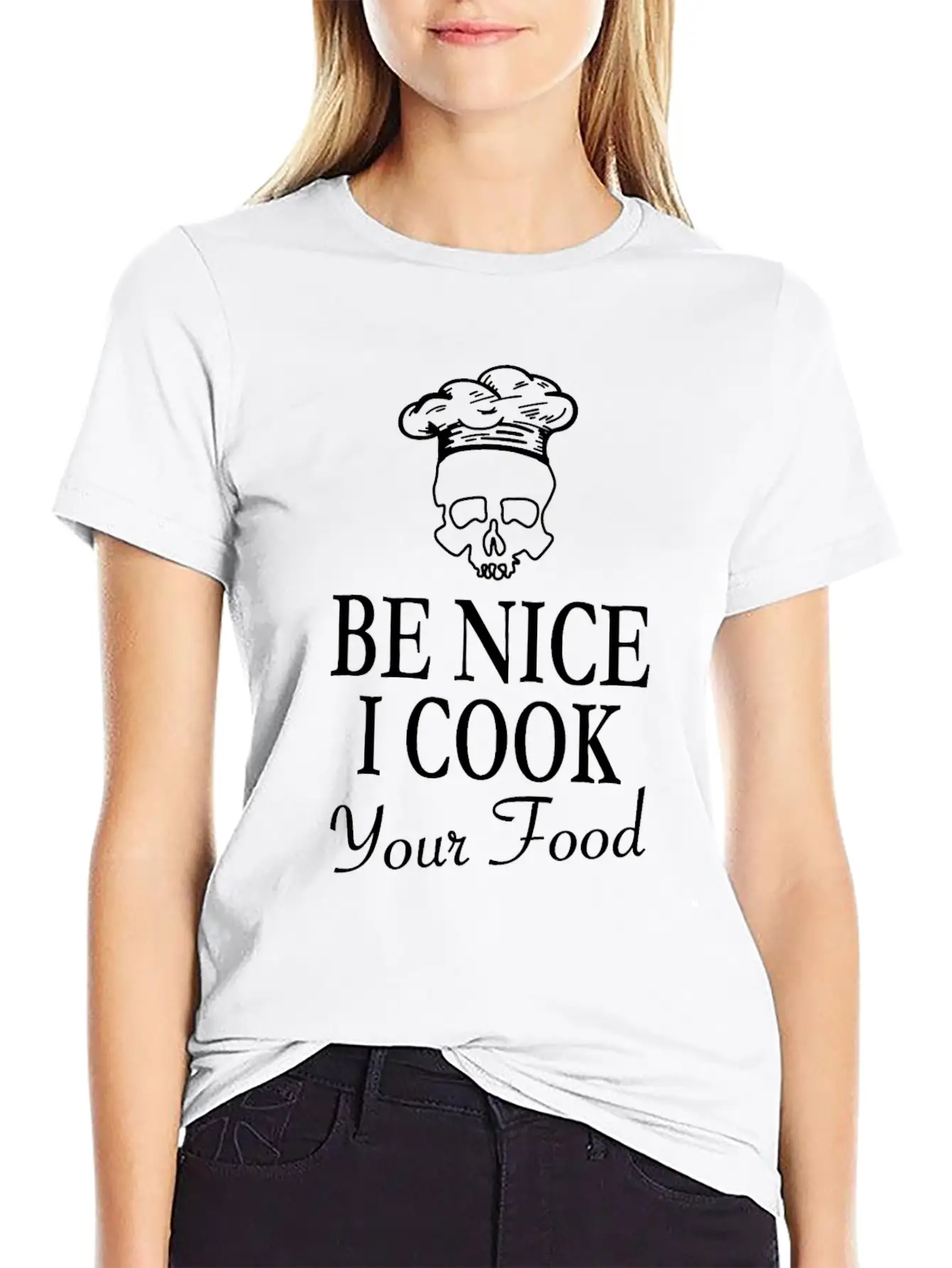 BBQ Chef Skull - Be Nice I Cook Your Food Unisex Casual T-Shirt – Clean Design For Daily Comfort