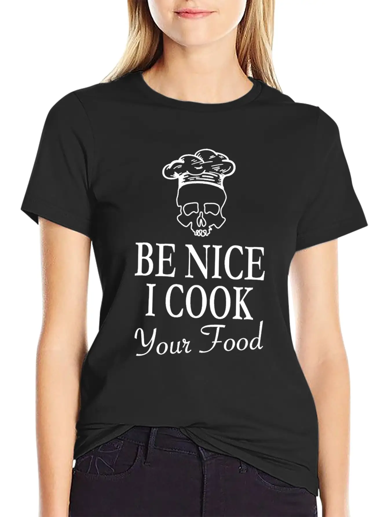 BBQ Chef Skull - Be Nice I Cook Your Food Unisex Casual T-Shirt – Clean Design For Daily Comfort