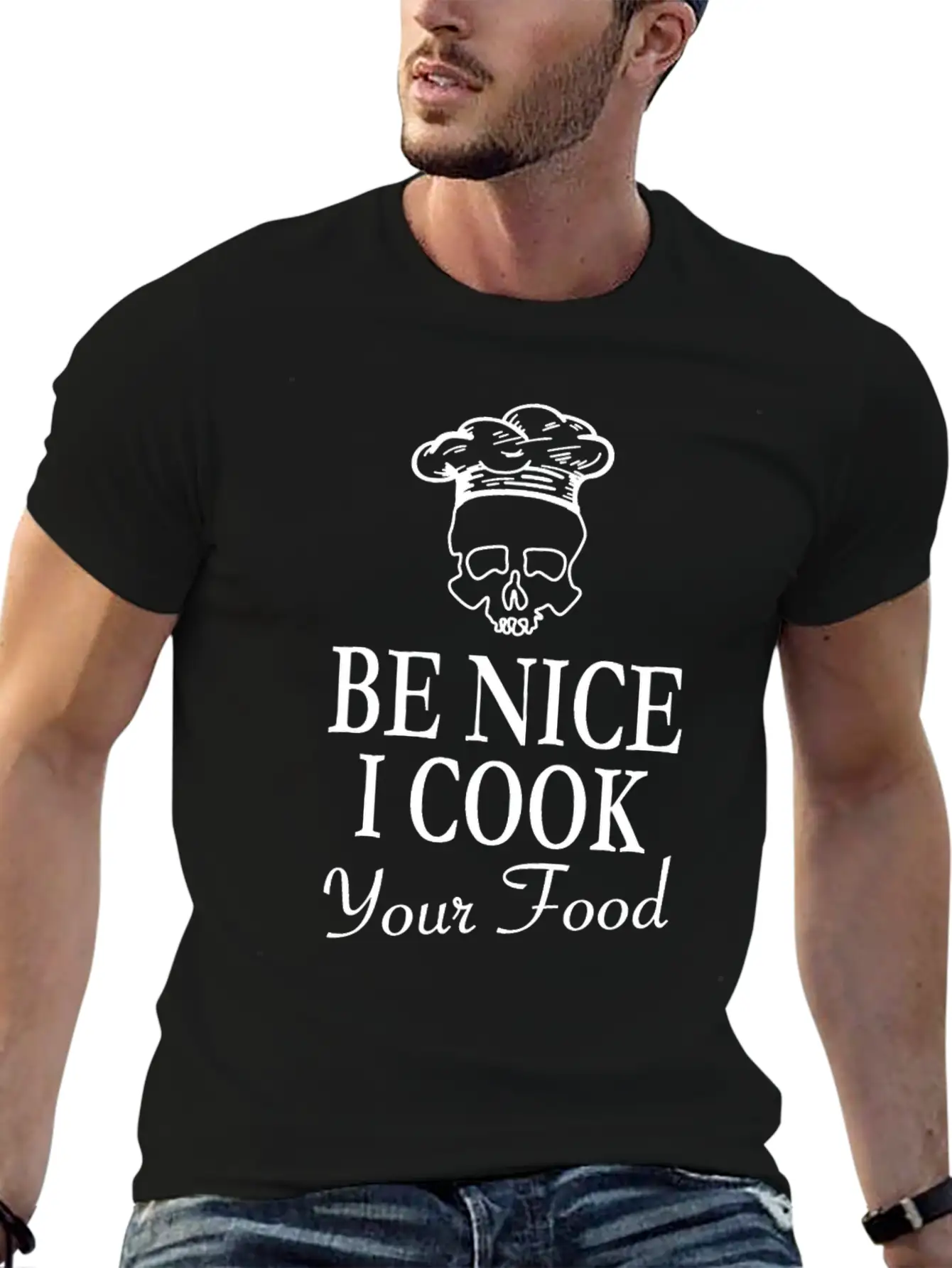 BBQ Chef Skull - Be Nice I Cook Your Food Unisex Casual T-Shirt – Clean Design For Daily Comfort