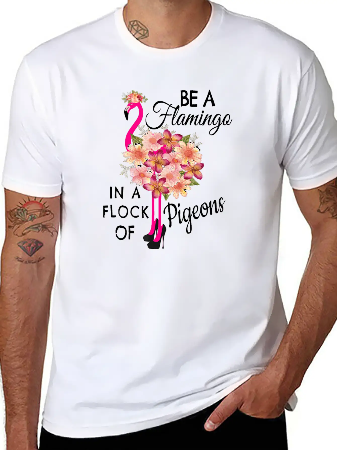 Be A Flamingo In A Flock Of Pigeons Pink Flamingo Classic Fit Graphic Tee For Daily Comfort – Unisex Cotton Shirt