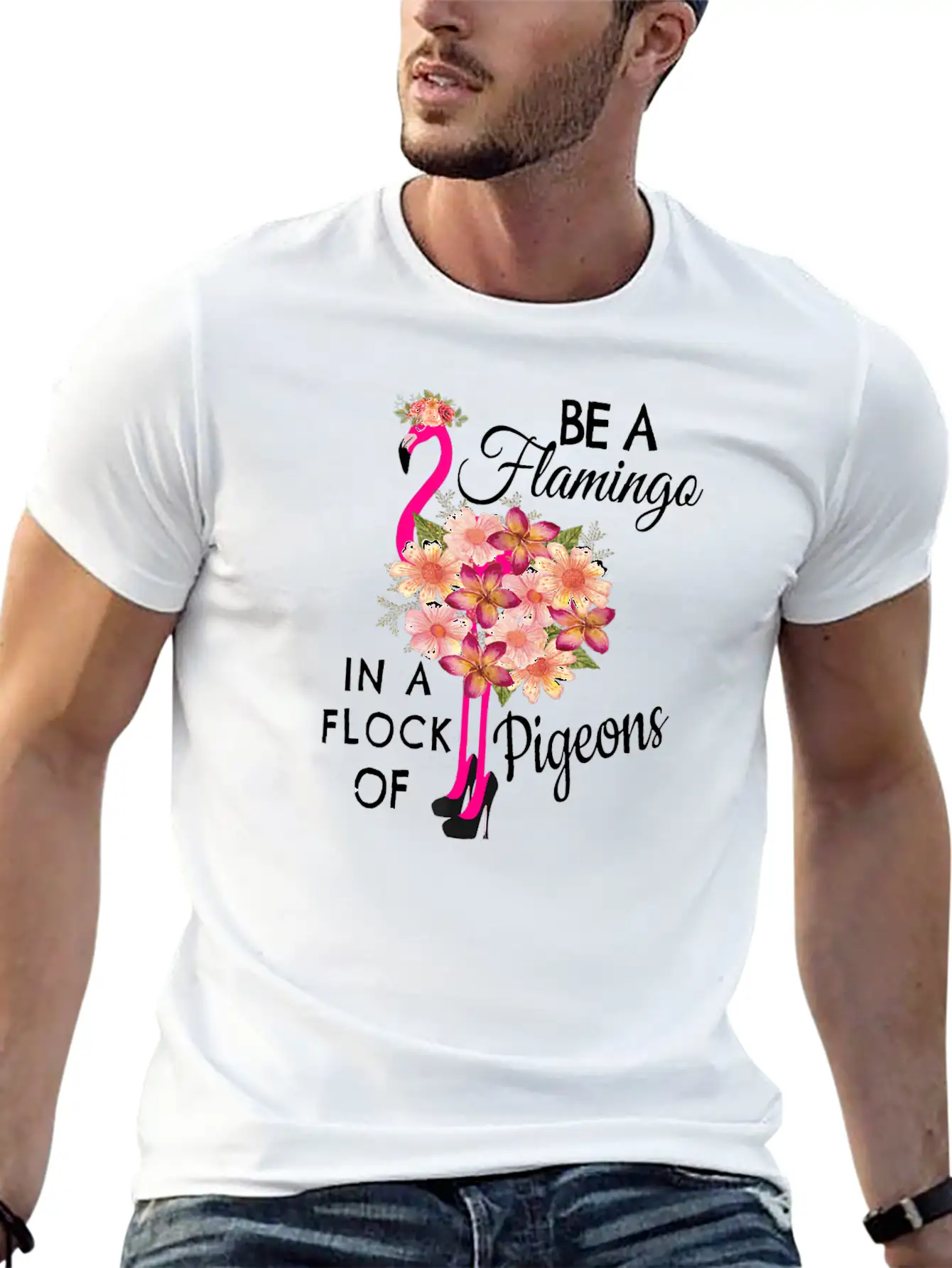 Be A Flamingo In A Flock Of Pigeons Pink Flamingo Classic Fit Graphic Tee For Daily Comfort – Unisex Cotton Shirt