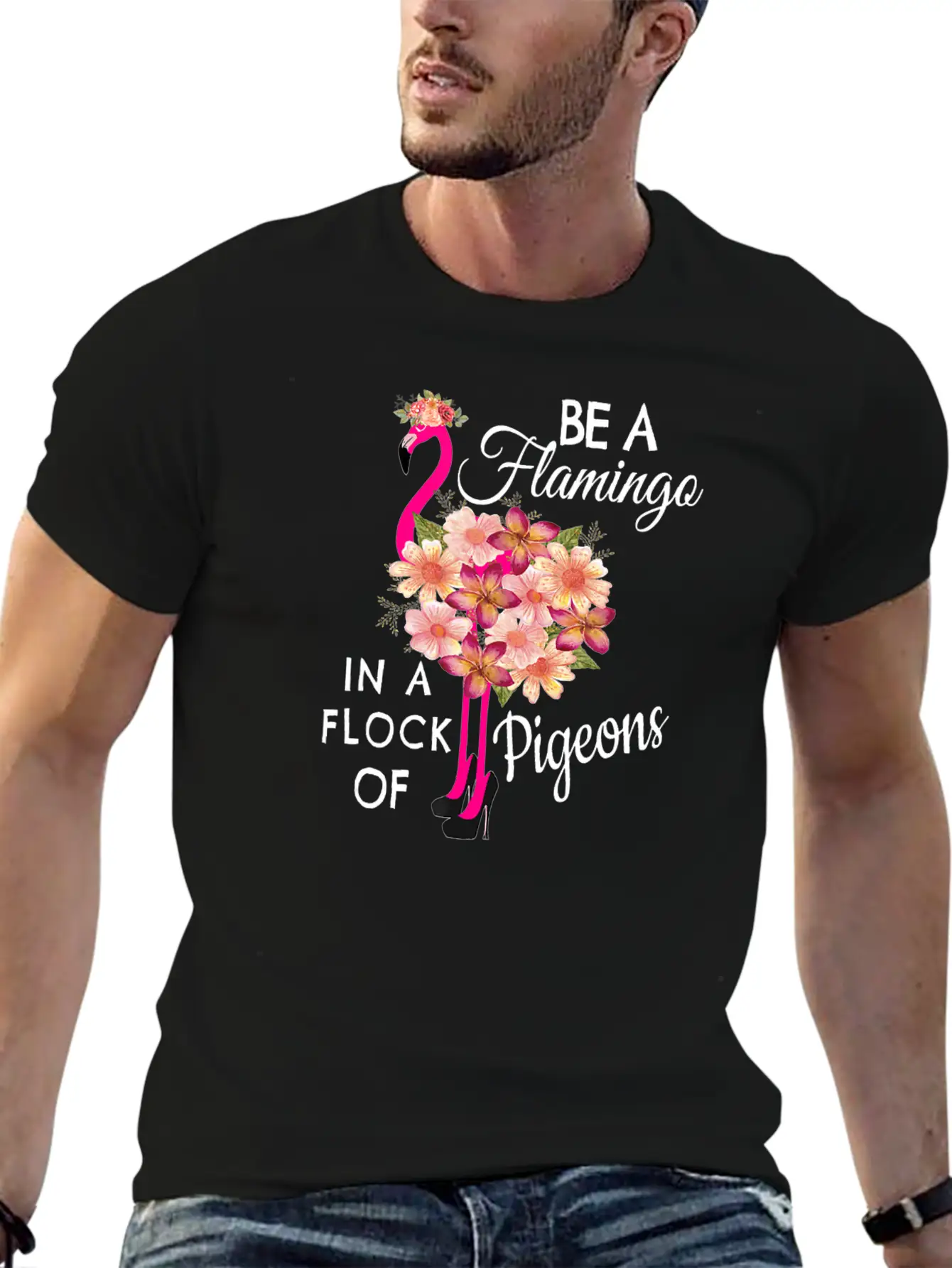 Be A Flamingo In A Flock Of Pigeons Pink Flamingo Classic Fit Graphic Tee For Daily Comfort – Unisex Cotton Shirt