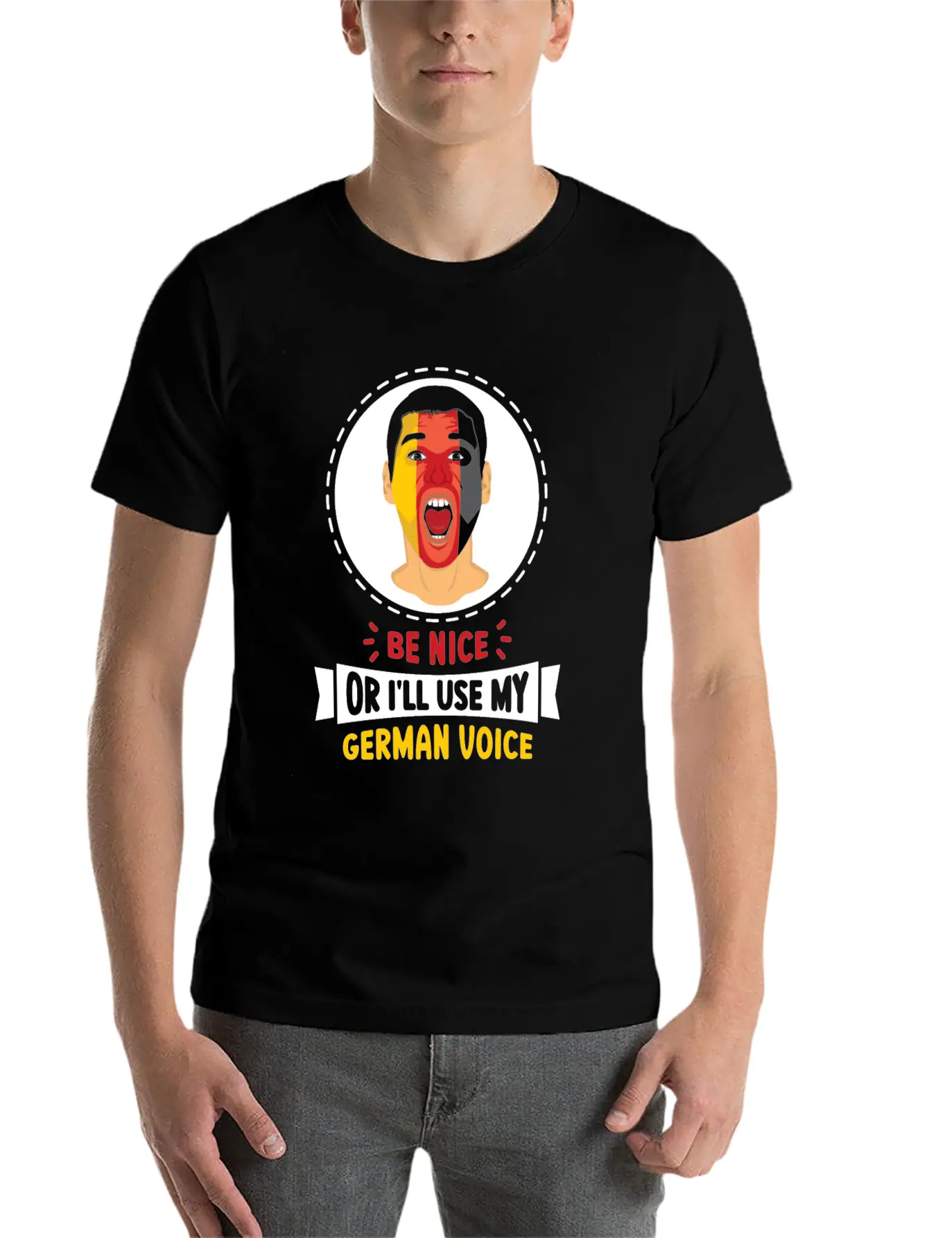 Be Nice Or I'll Use My German Voice Scream Teacher Relaxed Everyday Tee – Lightweight And Durable Cotton