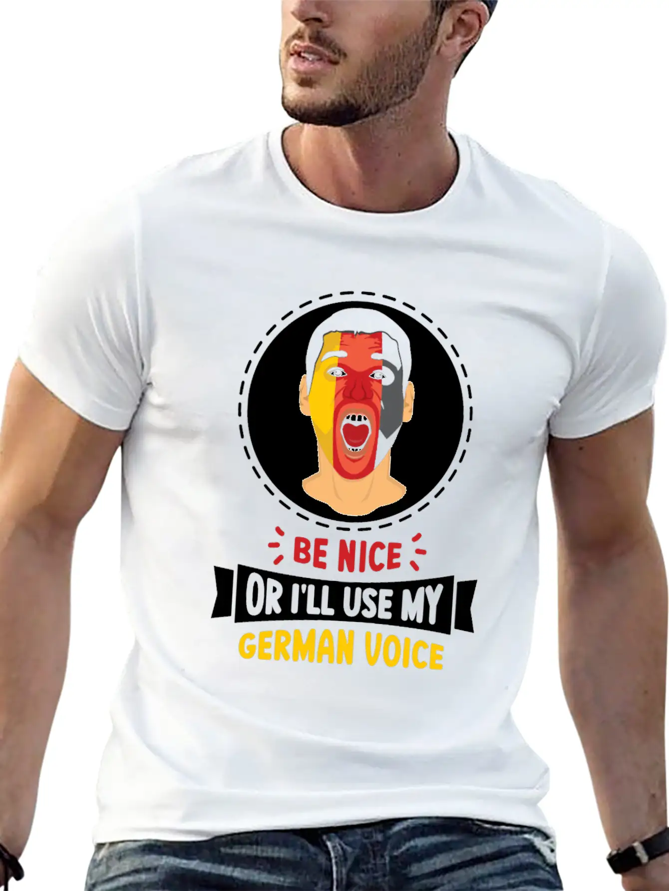 Be Nice Or I'll Use My German Voice Scream Teacher Relaxed Everyday Tee – Lightweight And Durable Cotton
