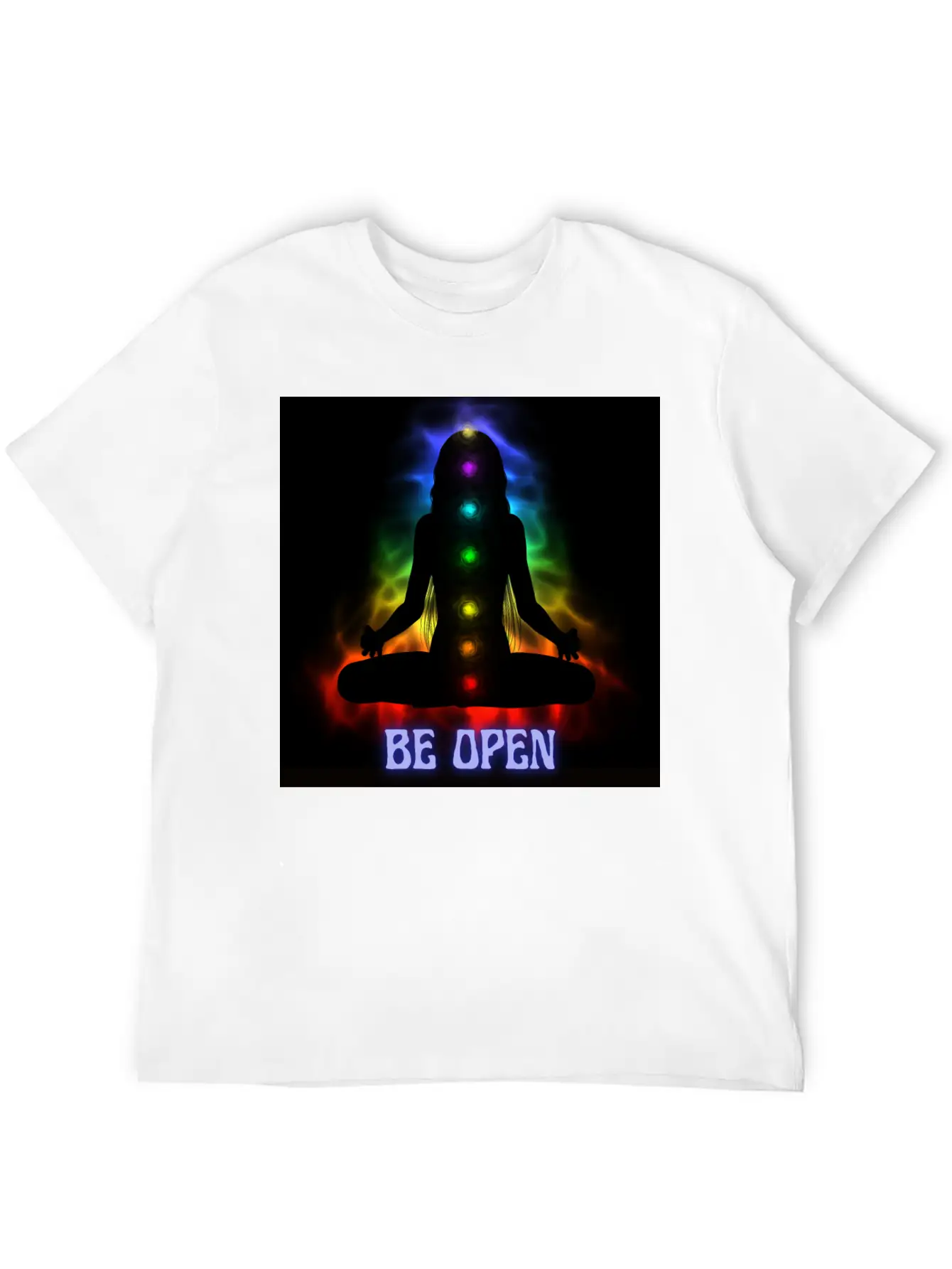 Be Open Neon Meditating Silhouette Unisex Casual T-Shirt – Clean Design For Daily Comfort