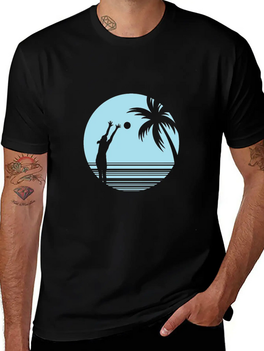 Beachvolleyball On Sand Under Palm Trees Unisex Casual T-Shirt – Clean Design For Daily Comfort