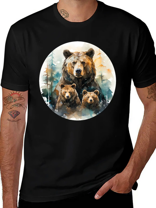 Bear Family Bear Dad Bear Mom Bear Children Modern Fit Casual T-Shirt – Clean And Versatile Design