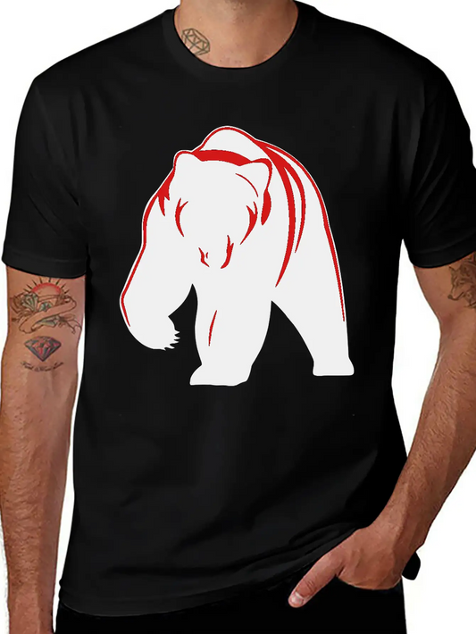 Bear Mascot Filled Lightweight Cotton T-Shirt – Daily Comfort Graphic Shirt