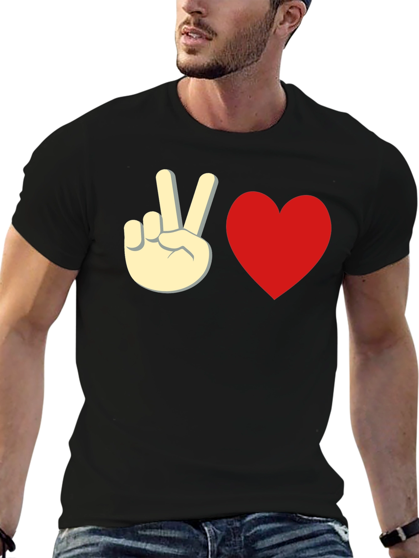 Peace & Love Black Graphic Tee - Unisex