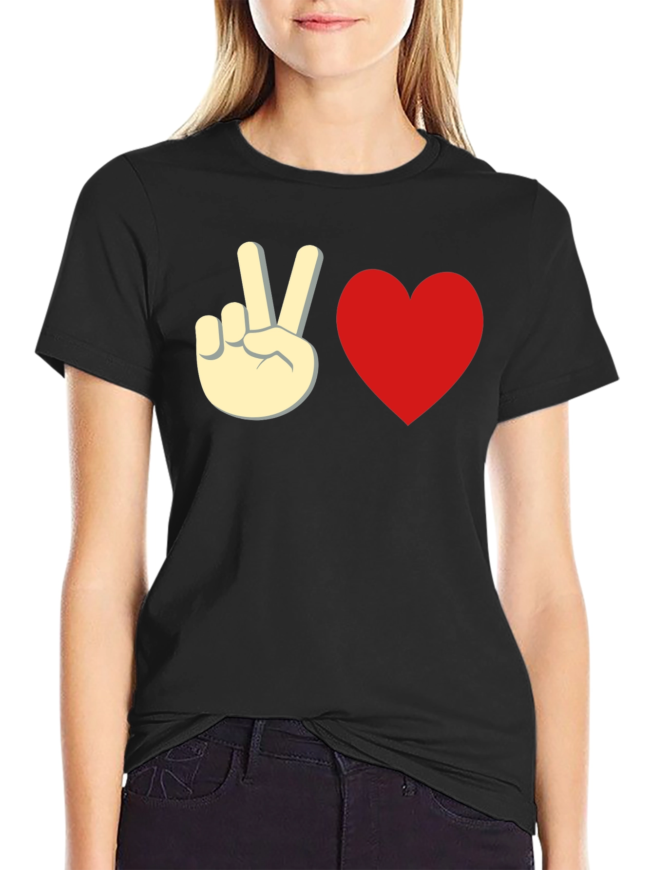 Peace & Love Black Graphic Tee - Unisex