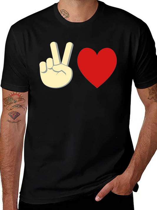 Peace & Love Black Graphic Tee - Unisex