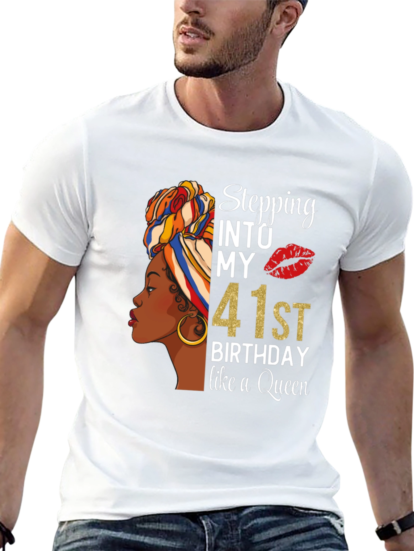 Stepping Into My 41st Birthday Queen T-Shirt