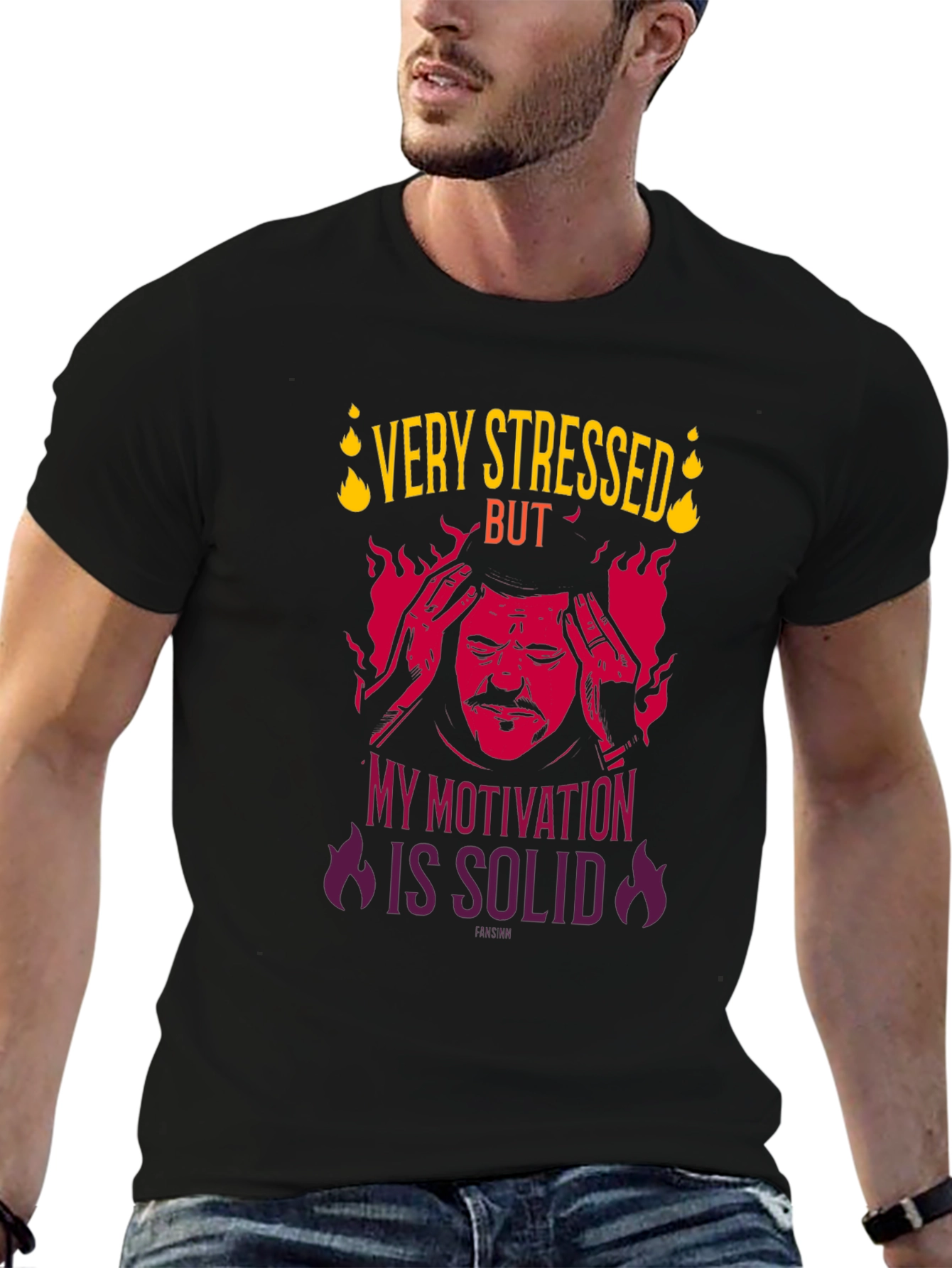 Very Stressed But Motivation Solid Graphic T-Shirt