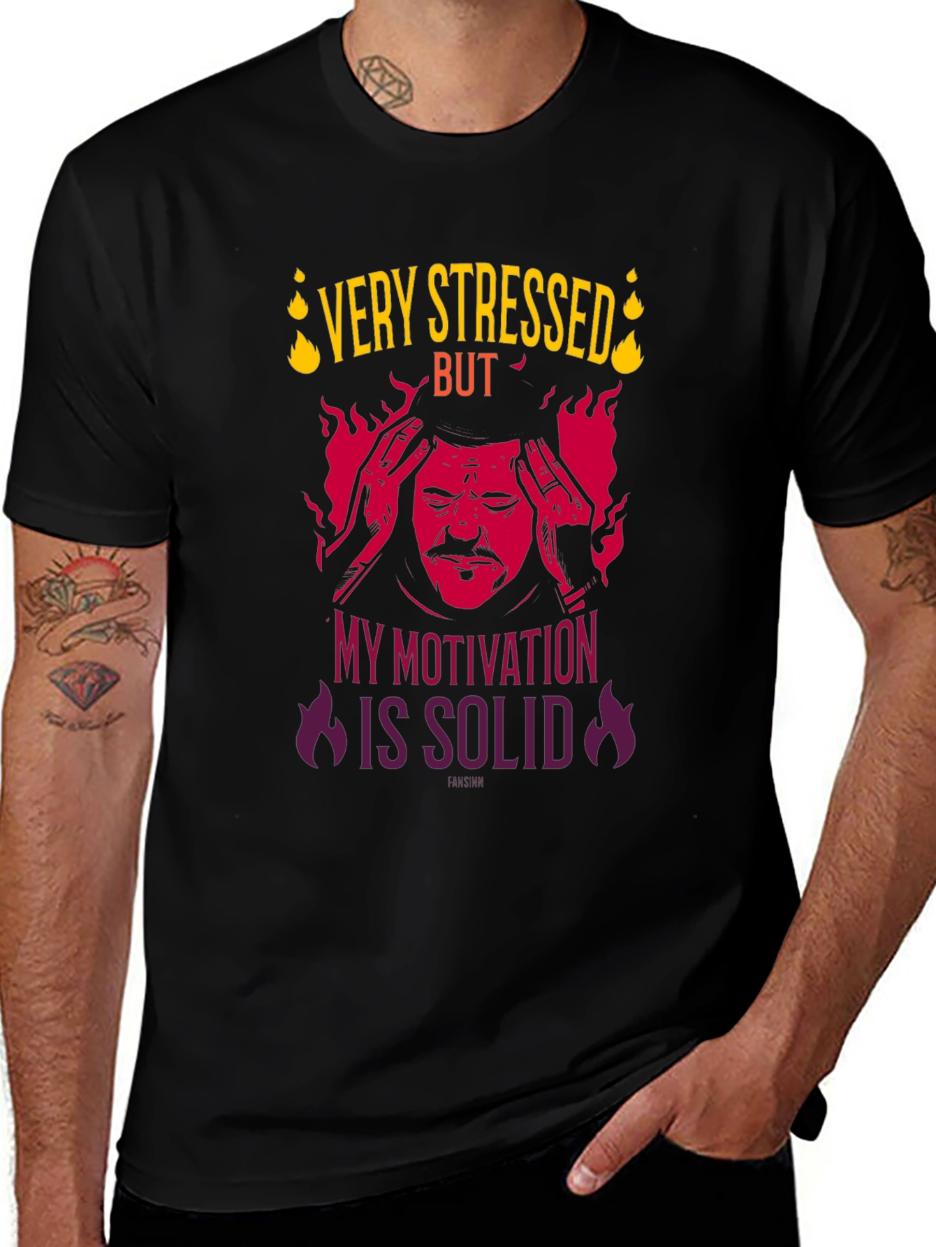 Very Stressed But Motivation Solid Graphic T-Shirt