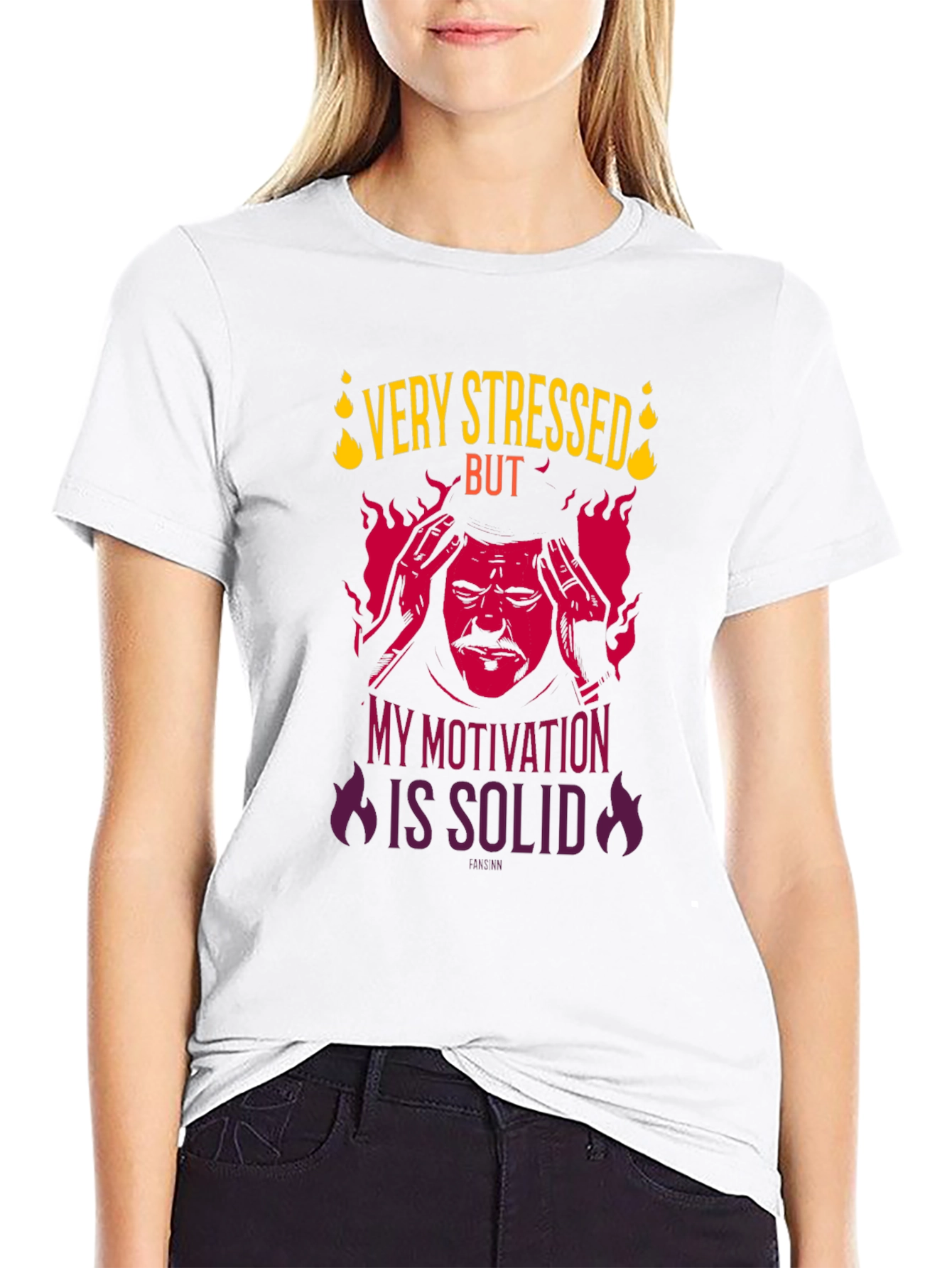 Very Stressed But Motivation Solid Graphic T-Shirt