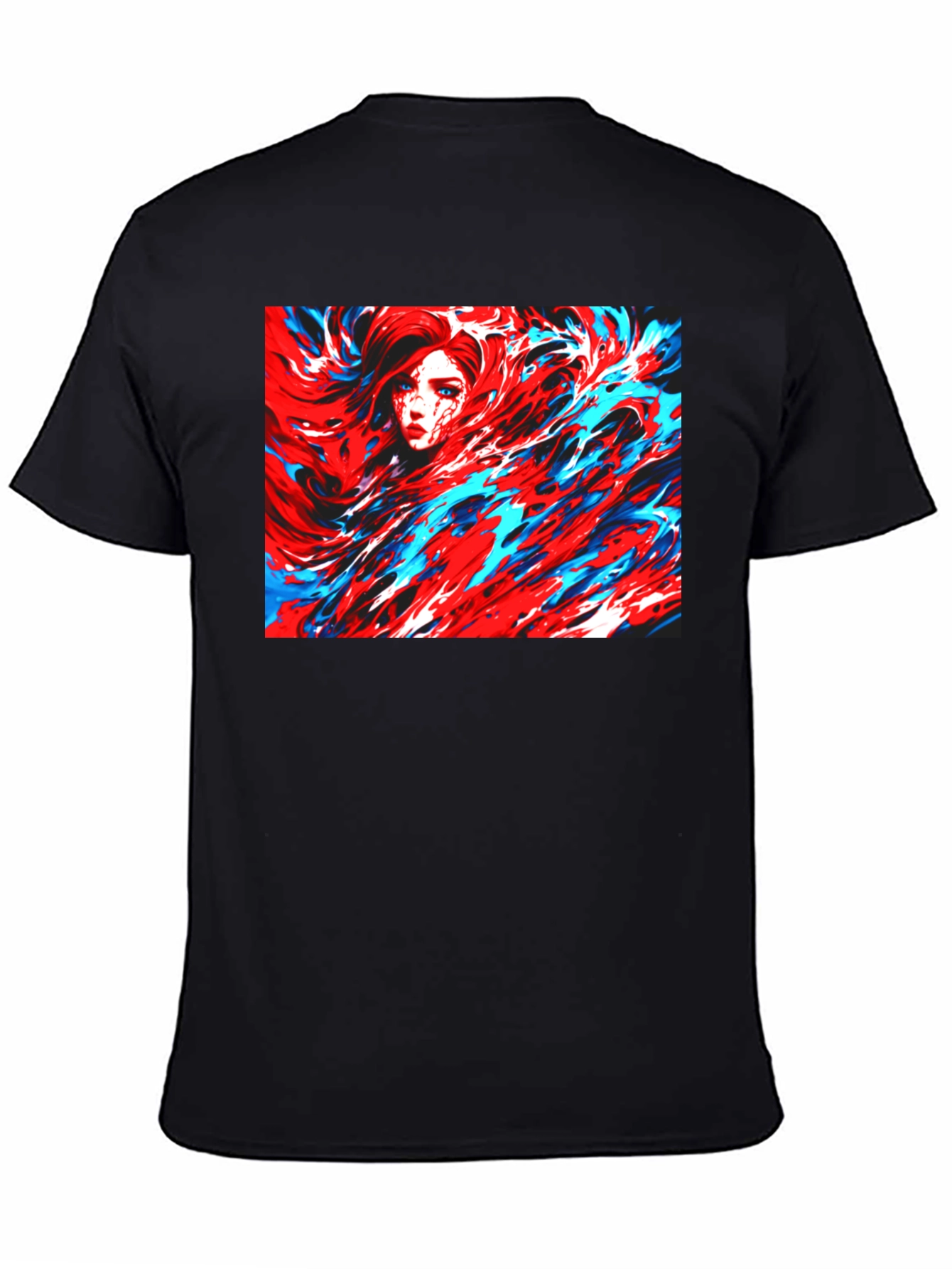 Abstract Art T-Shirt - Red and Blue Swirl Design