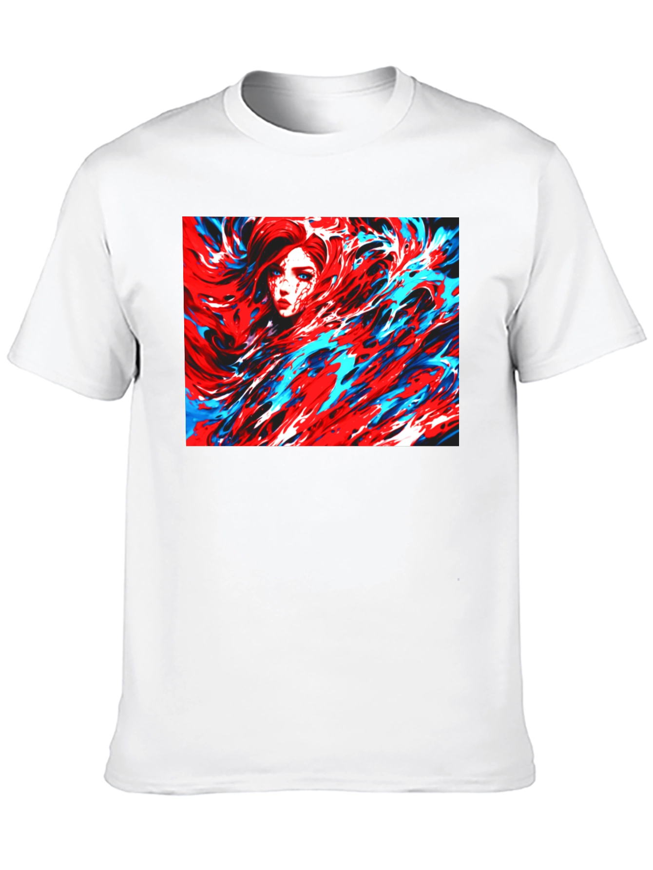 Abstract Art T-Shirt - Red and Blue Swirl Design