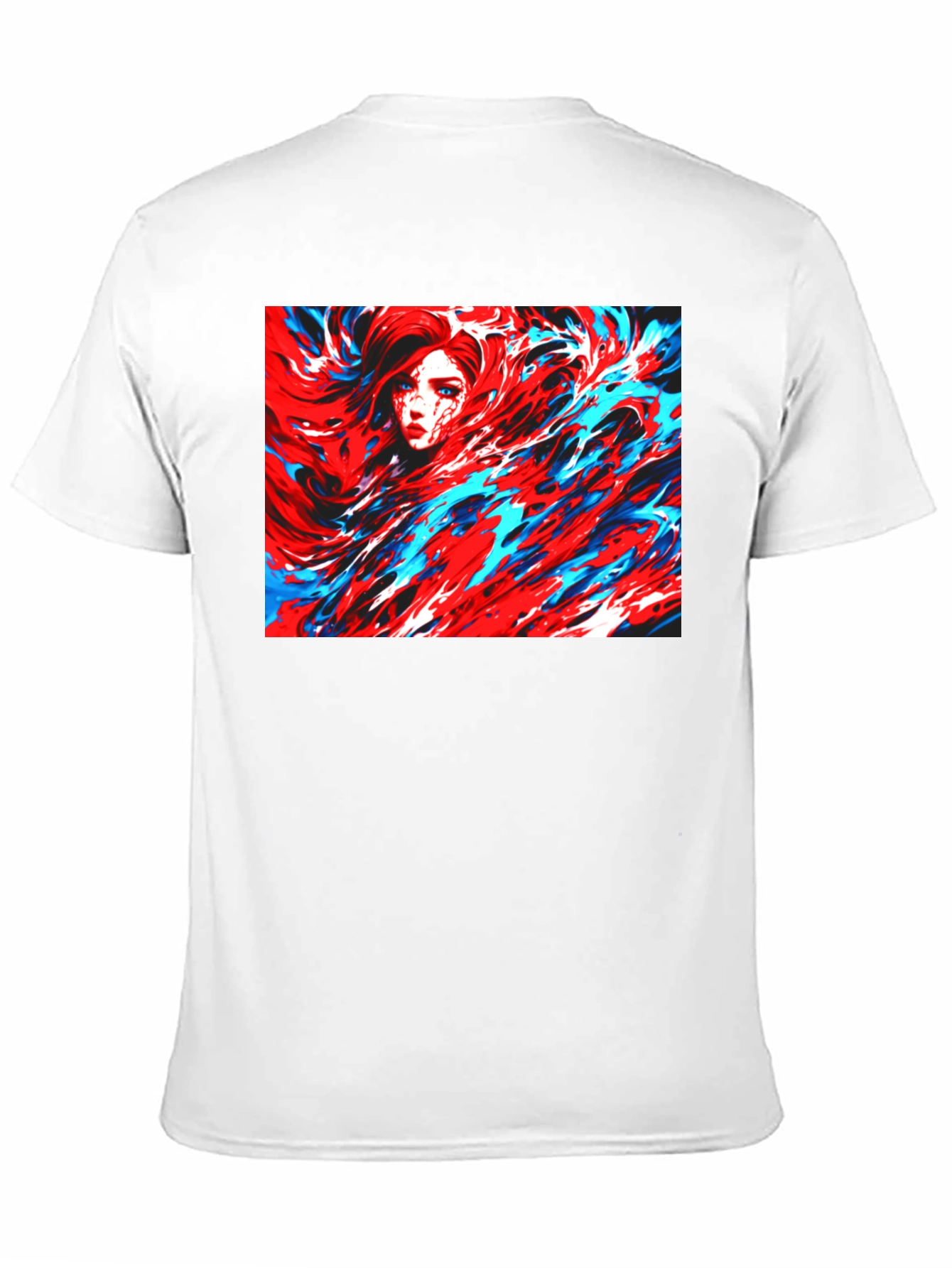 Abstract Art T-Shirt - Red and Blue Swirl Design