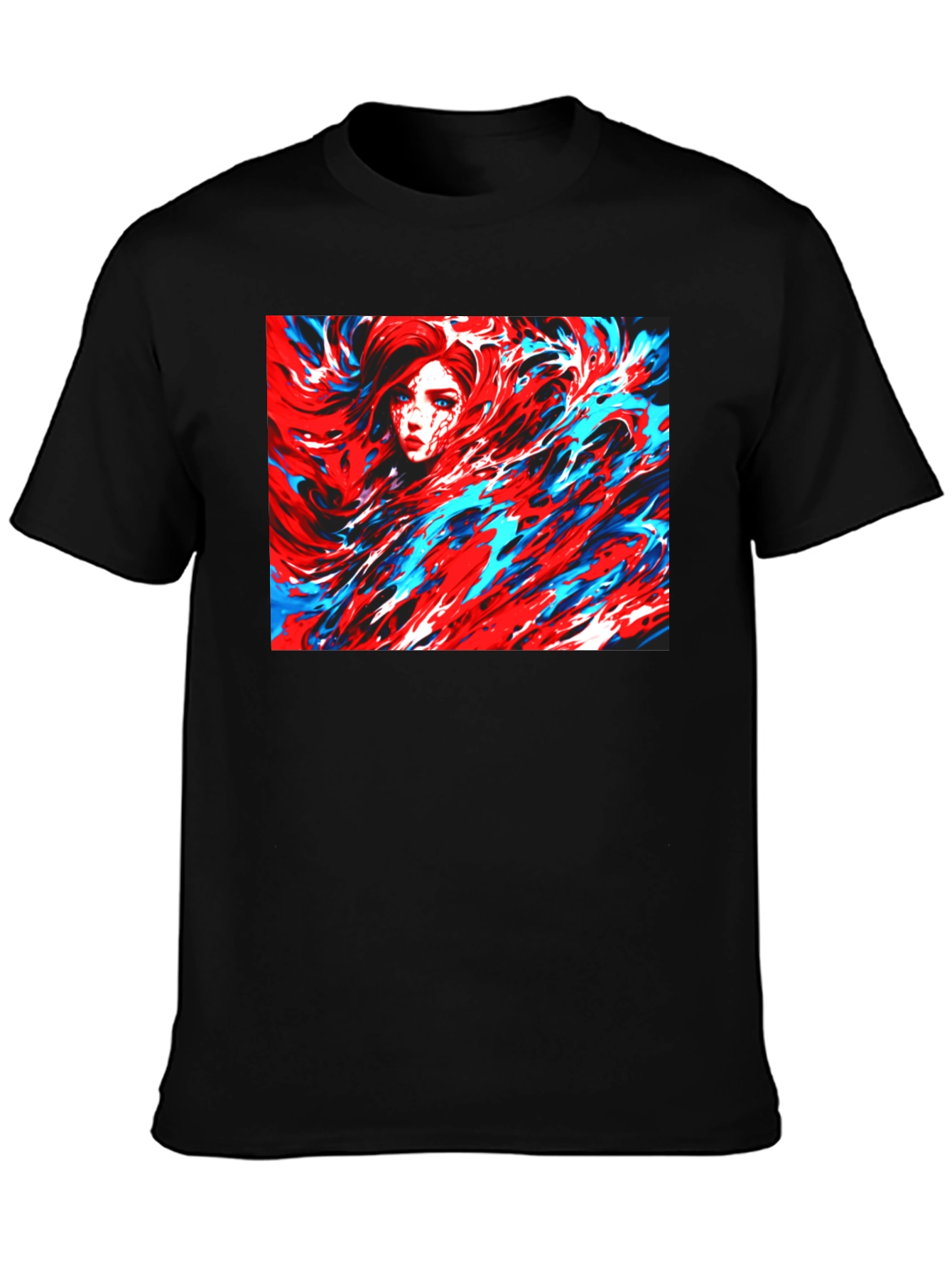 Abstract Art T-Shirt - Red and Blue Swirl Design