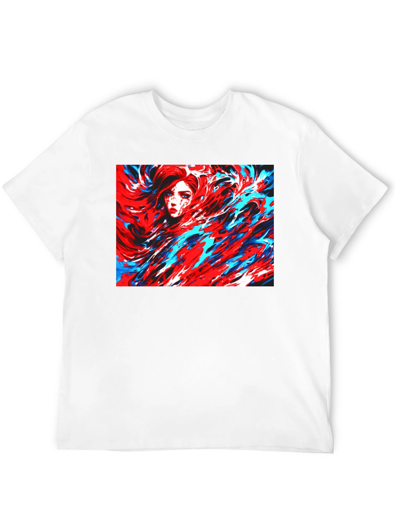 Abstract Art T-Shirt - Red and Blue Swirl Design