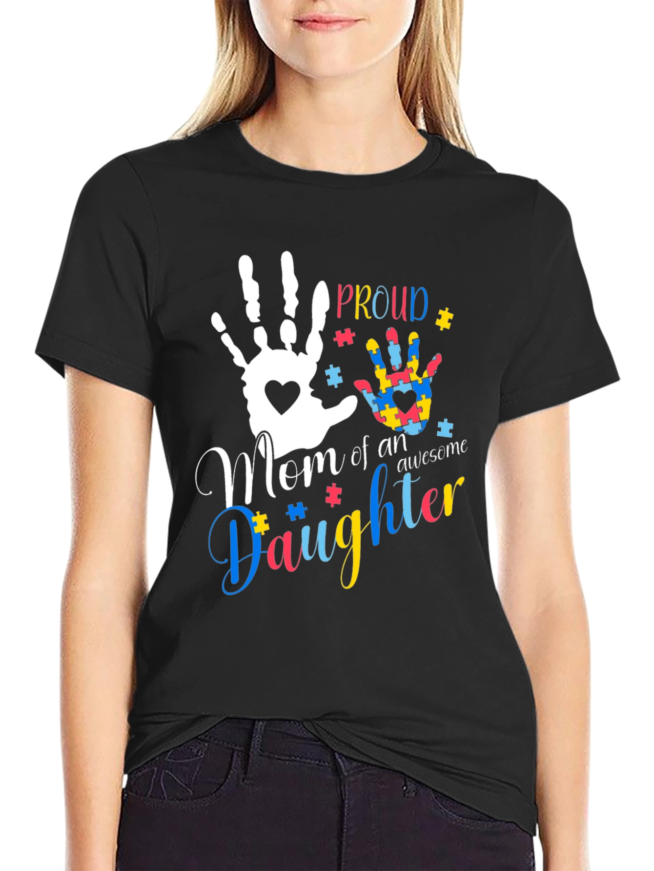 Proud Mom of an Awesome Daughter T-Shirt Autism Awareness