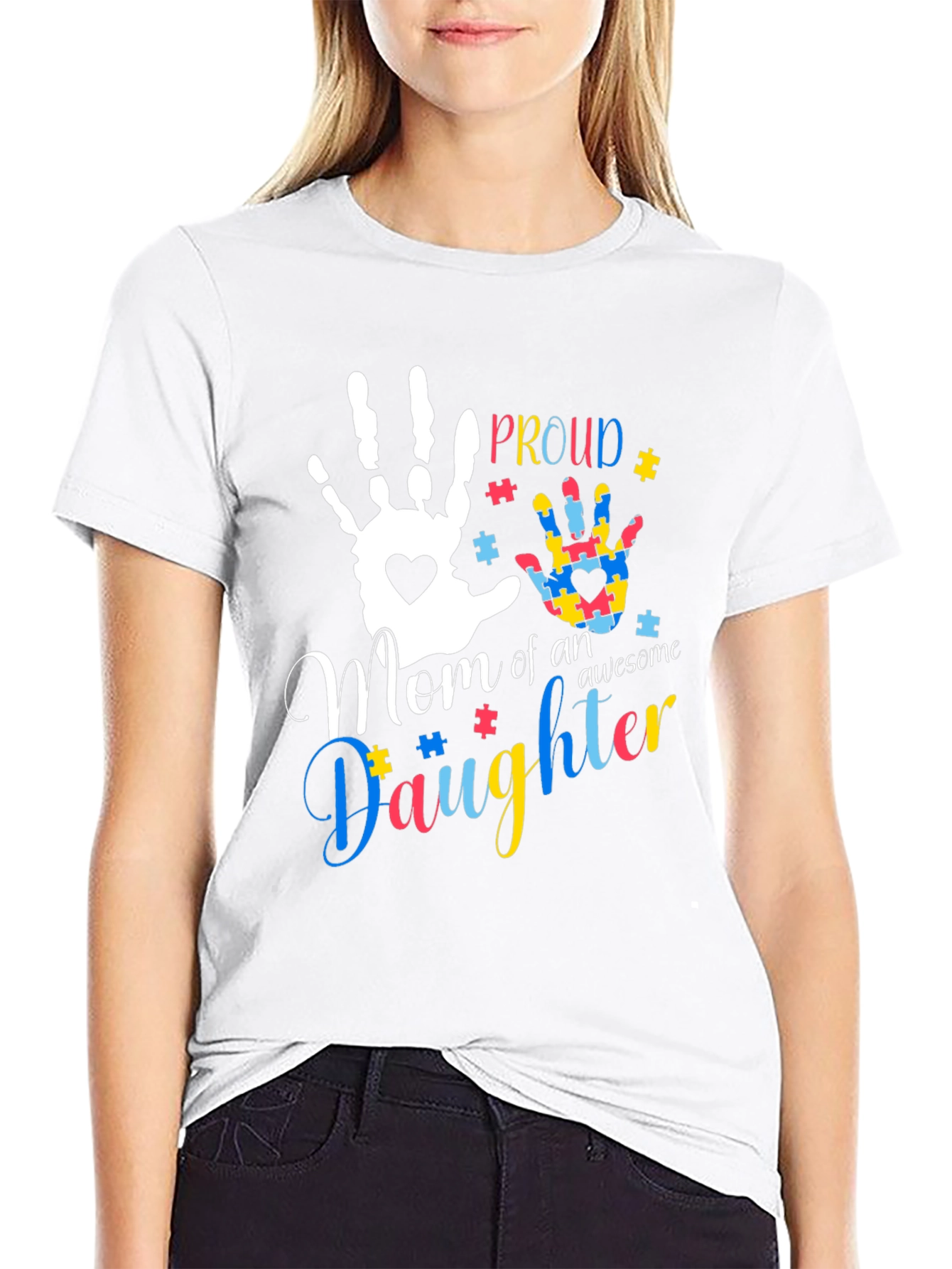 Proud Mom of an Awesome Daughter T-Shirt Autism Awareness