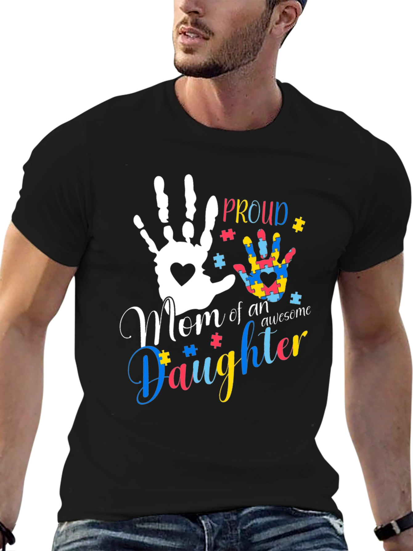 Proud Mom of an Awesome Daughter T-Shirt Autism Awareness
