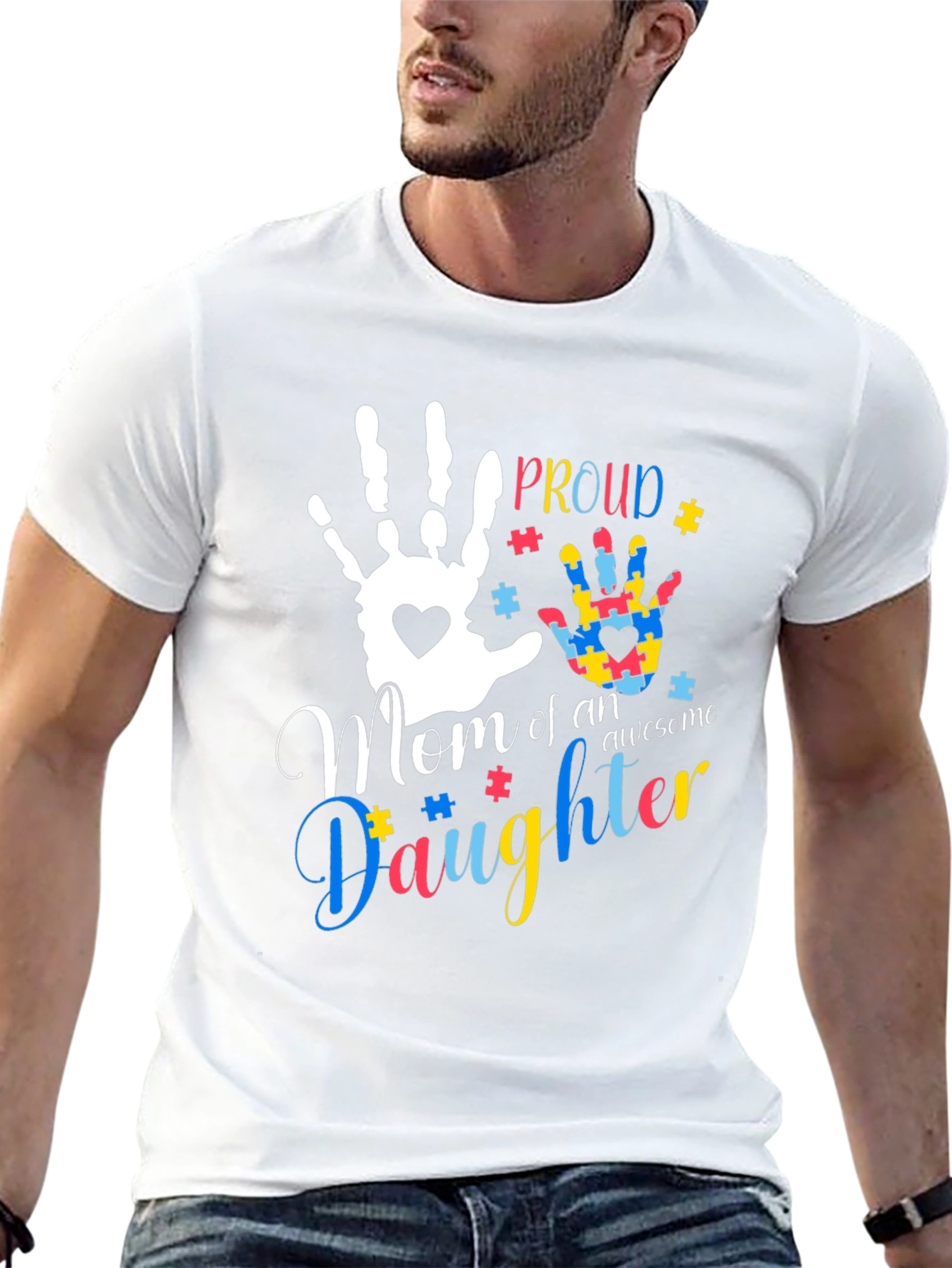 Proud Mom of an Awesome Daughter T-Shirt Autism Awareness
