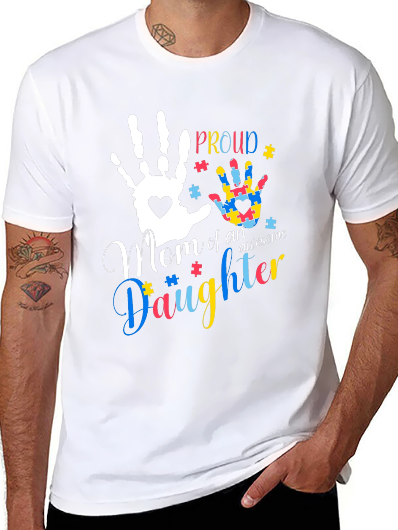 Proud Mom of an Awesome Daughter T-Shirt Autism Awareness