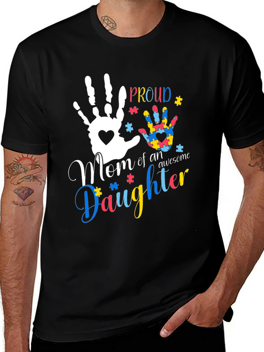 Proud Mom of an Awesome Daughter T-Shirt Autism Awareness